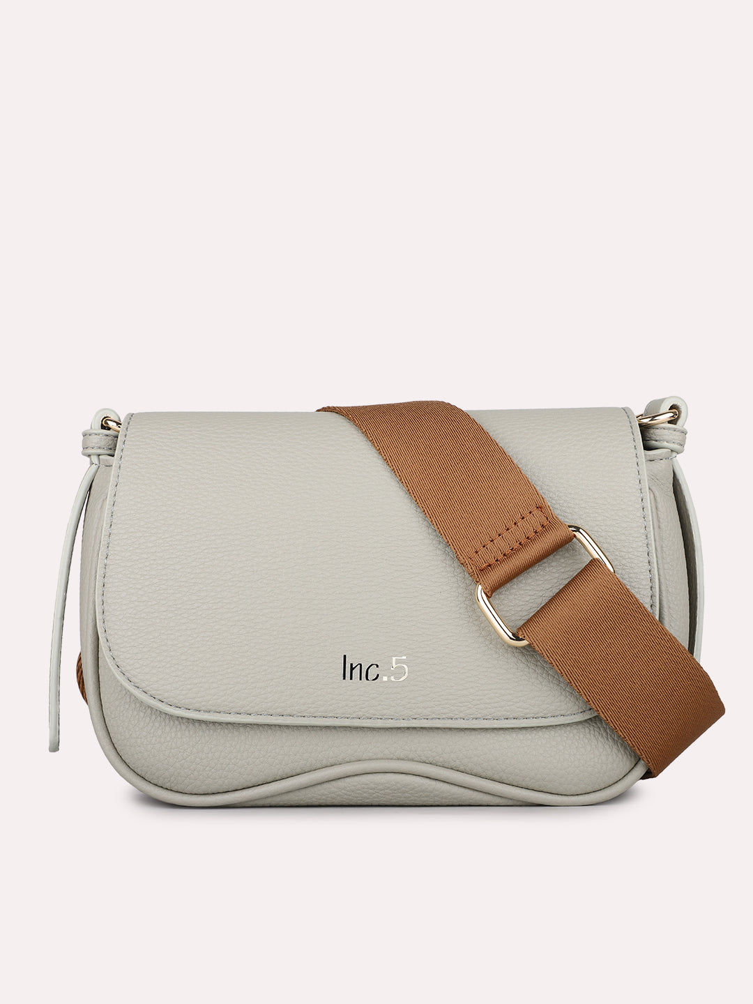 Womens Grey Party Textured Sling Bag With Magnet Lock
