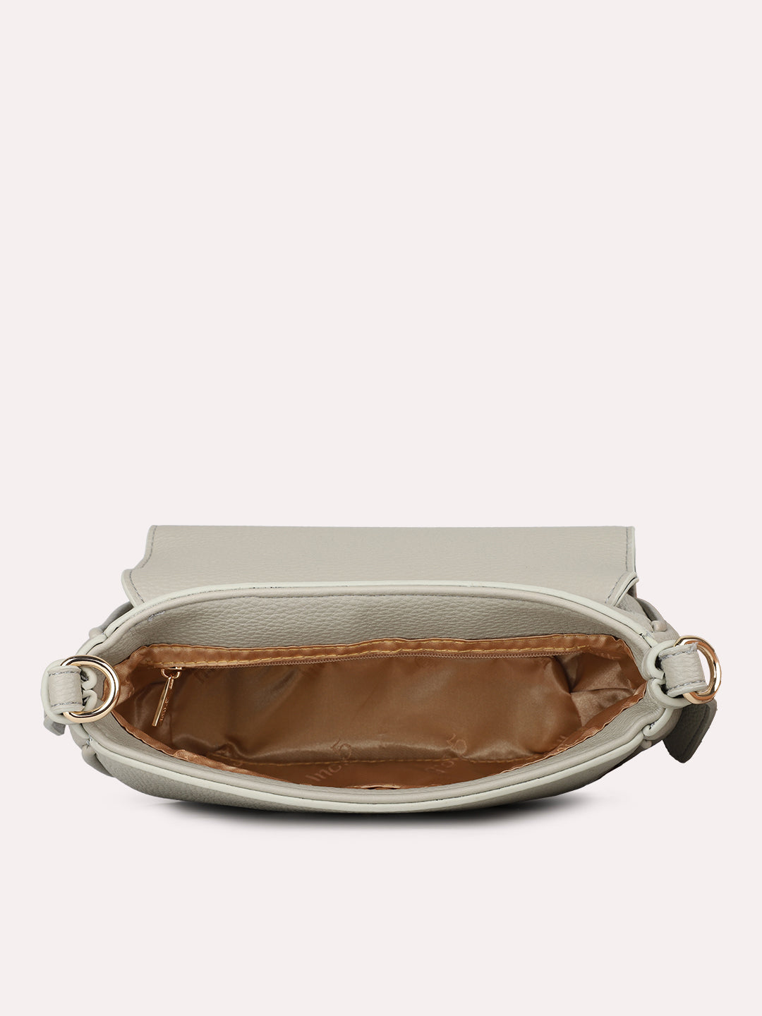 Womens Grey Party Textured Sling Bag With Magnet Lock