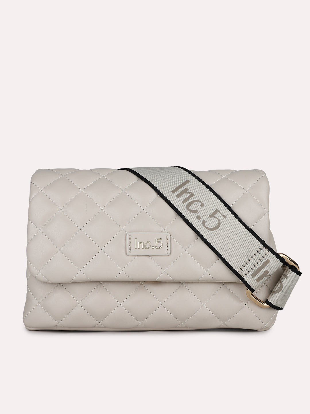 Womens Beige Party Textured Sling Bag With Push Lock