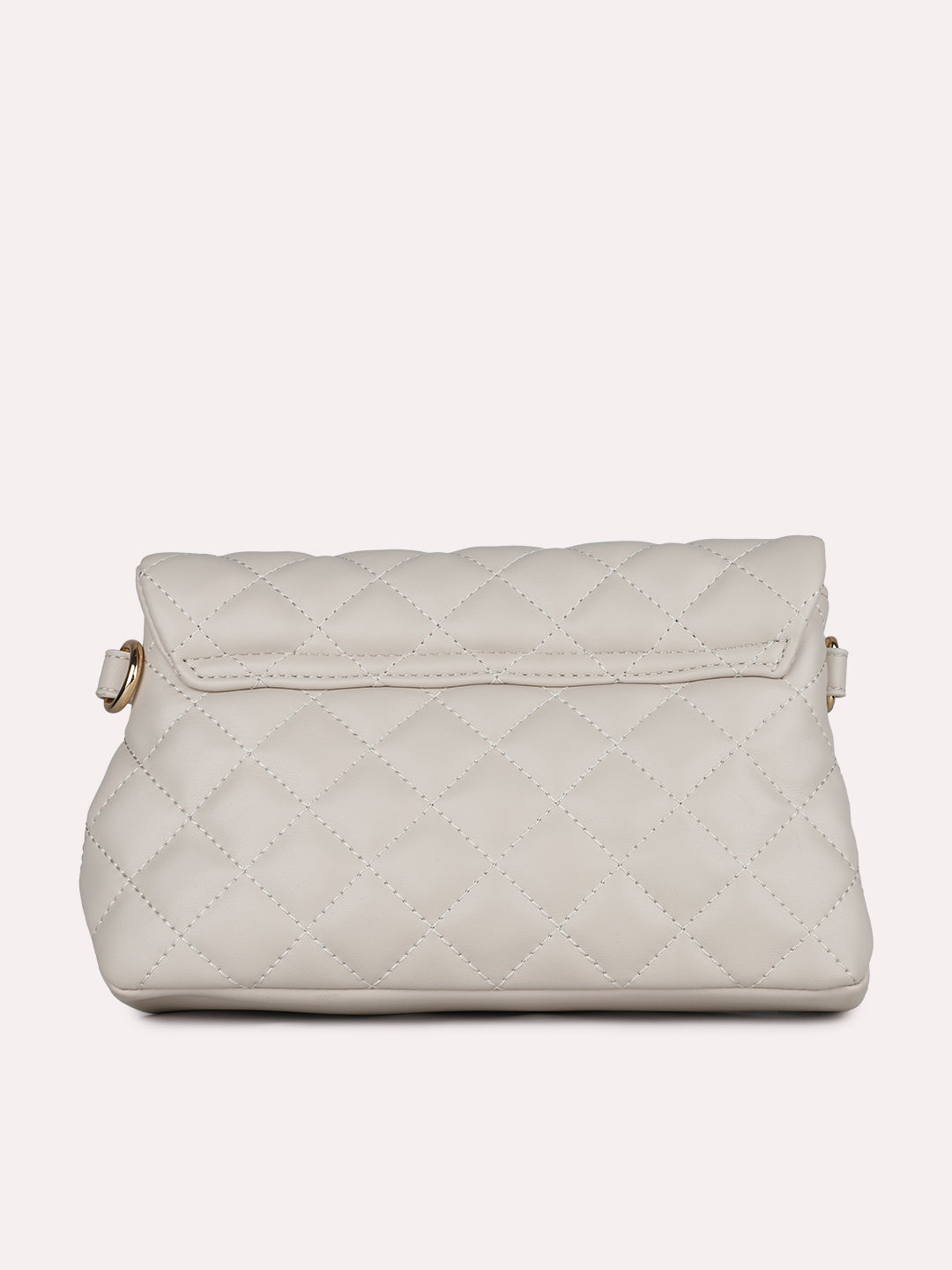 Womens Beige Party Textured Sling Bag With Push Lock