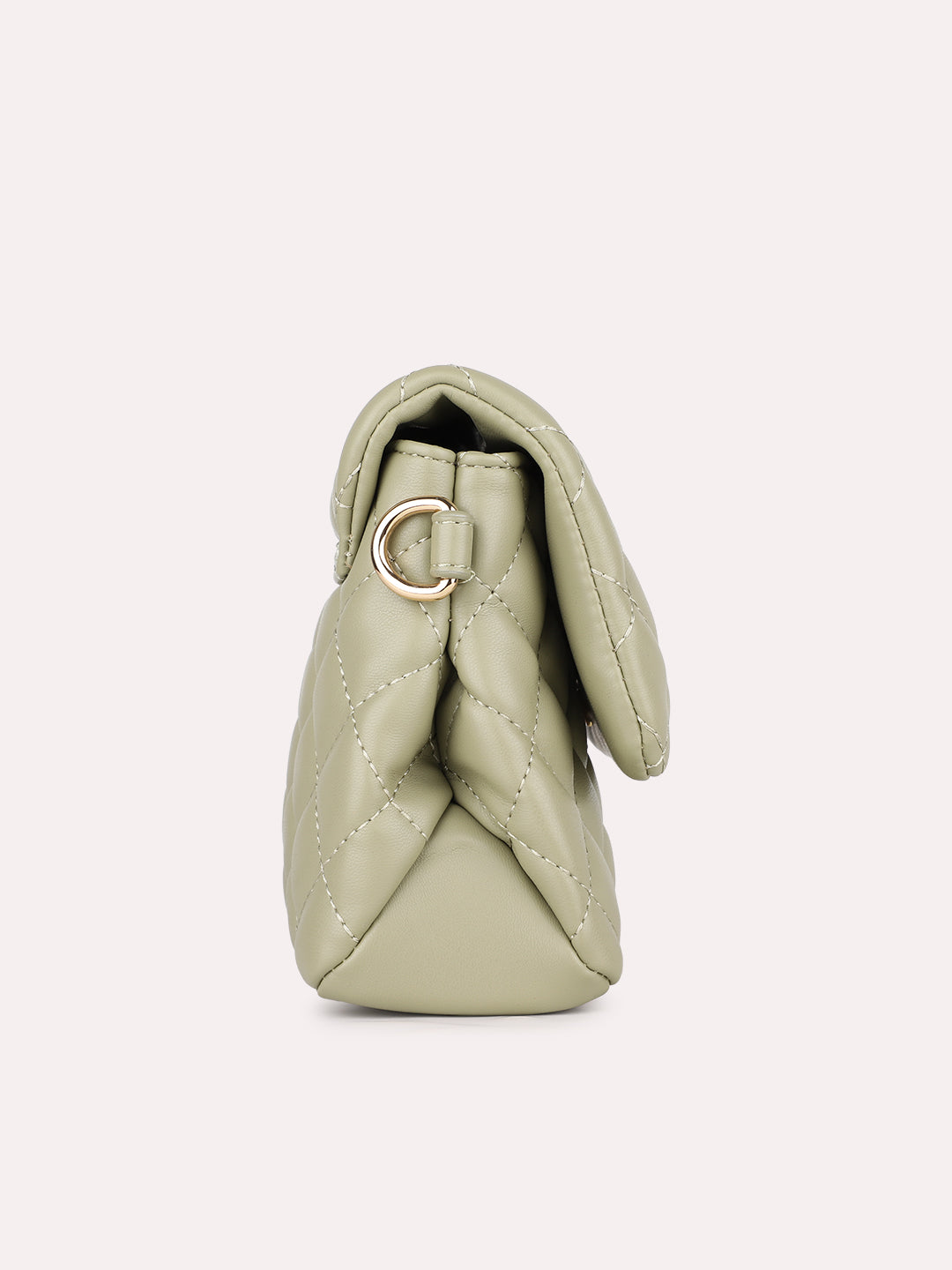 Womens Green Party Textured Sling Bag With Push Lock