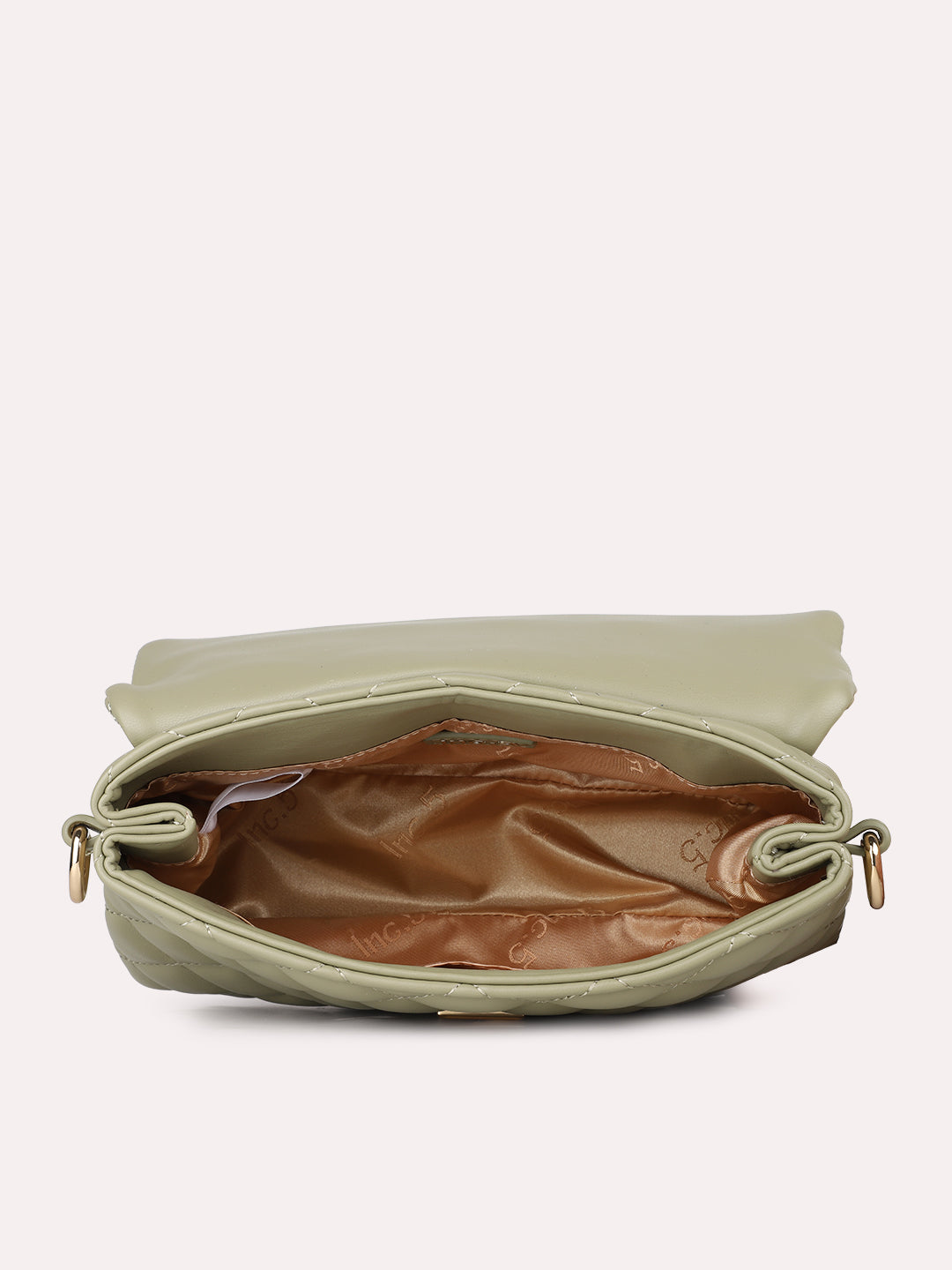 Womens Green Party Textured Sling Bag With Push Lock
