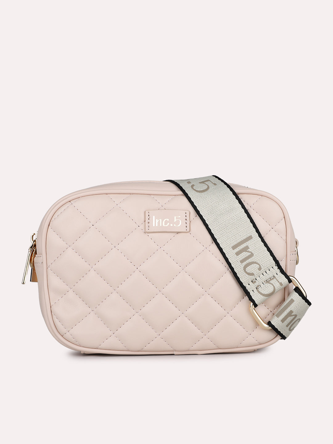 Womens Beige Party Textured Sling Bag With Zip