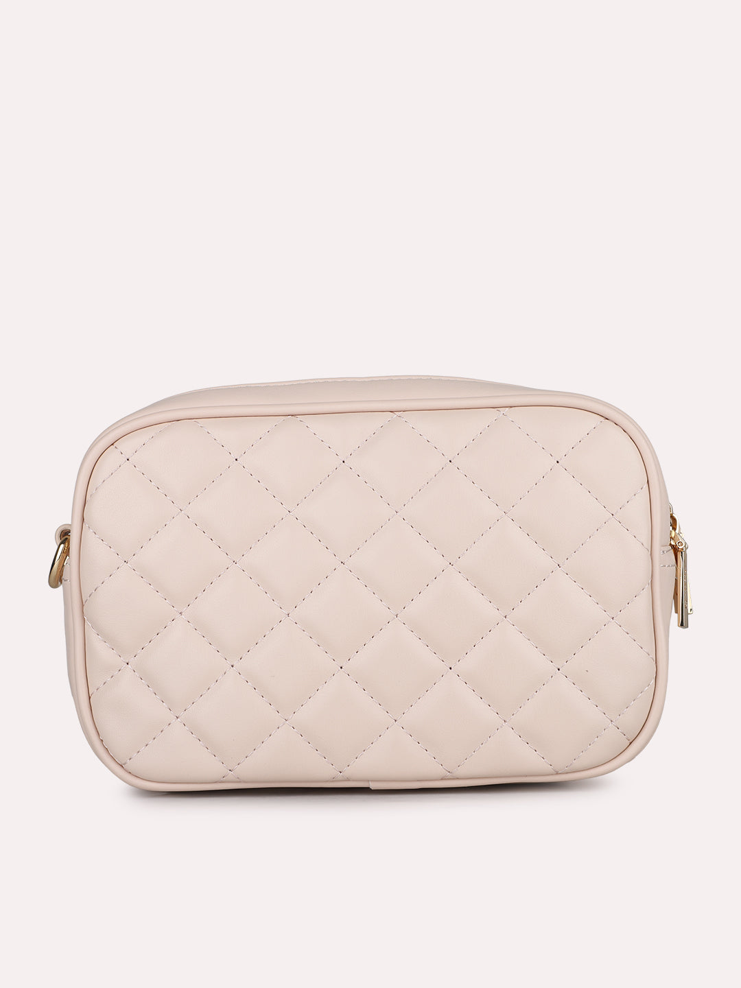 Womens Beige Party Textured Sling Bag With Zip