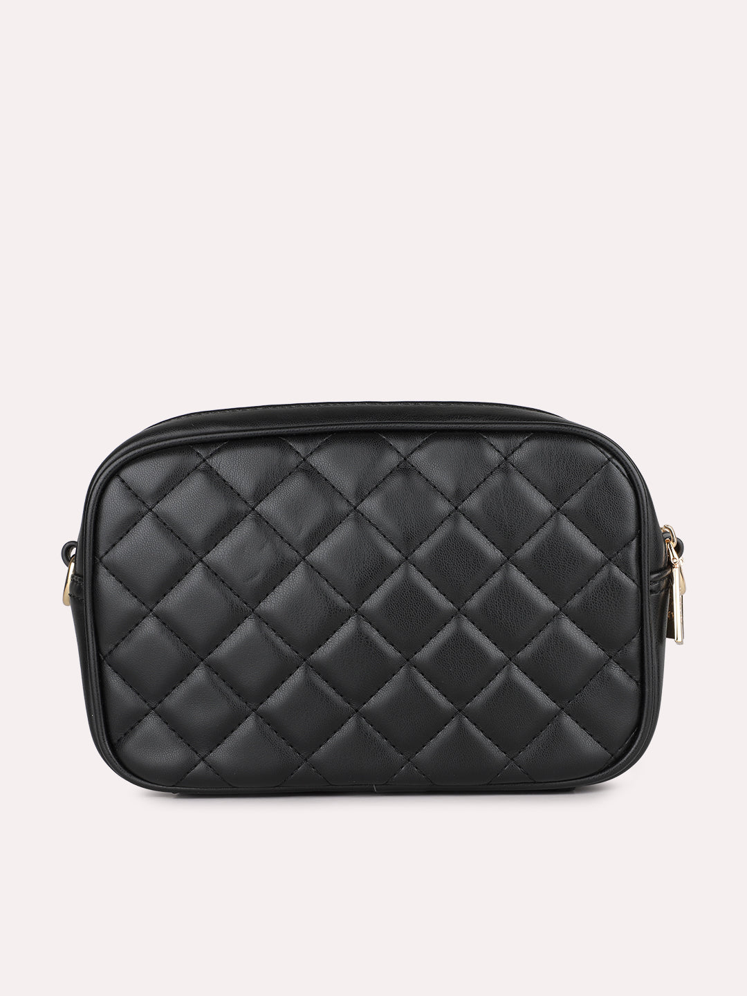 Womens Black Party Textured Sling Bag With Zip