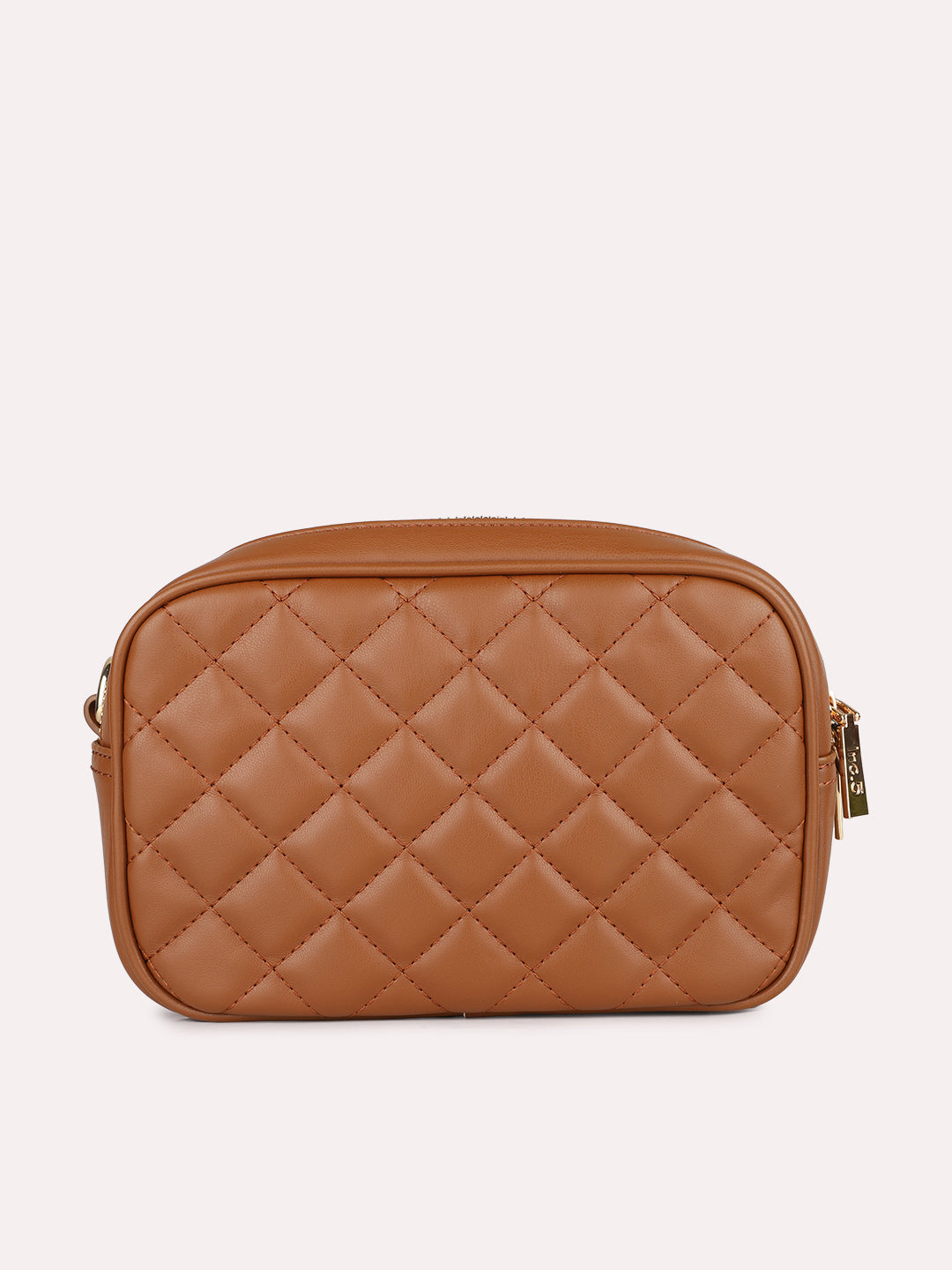 Womens Tan Party Textured Sling Bag With Zip