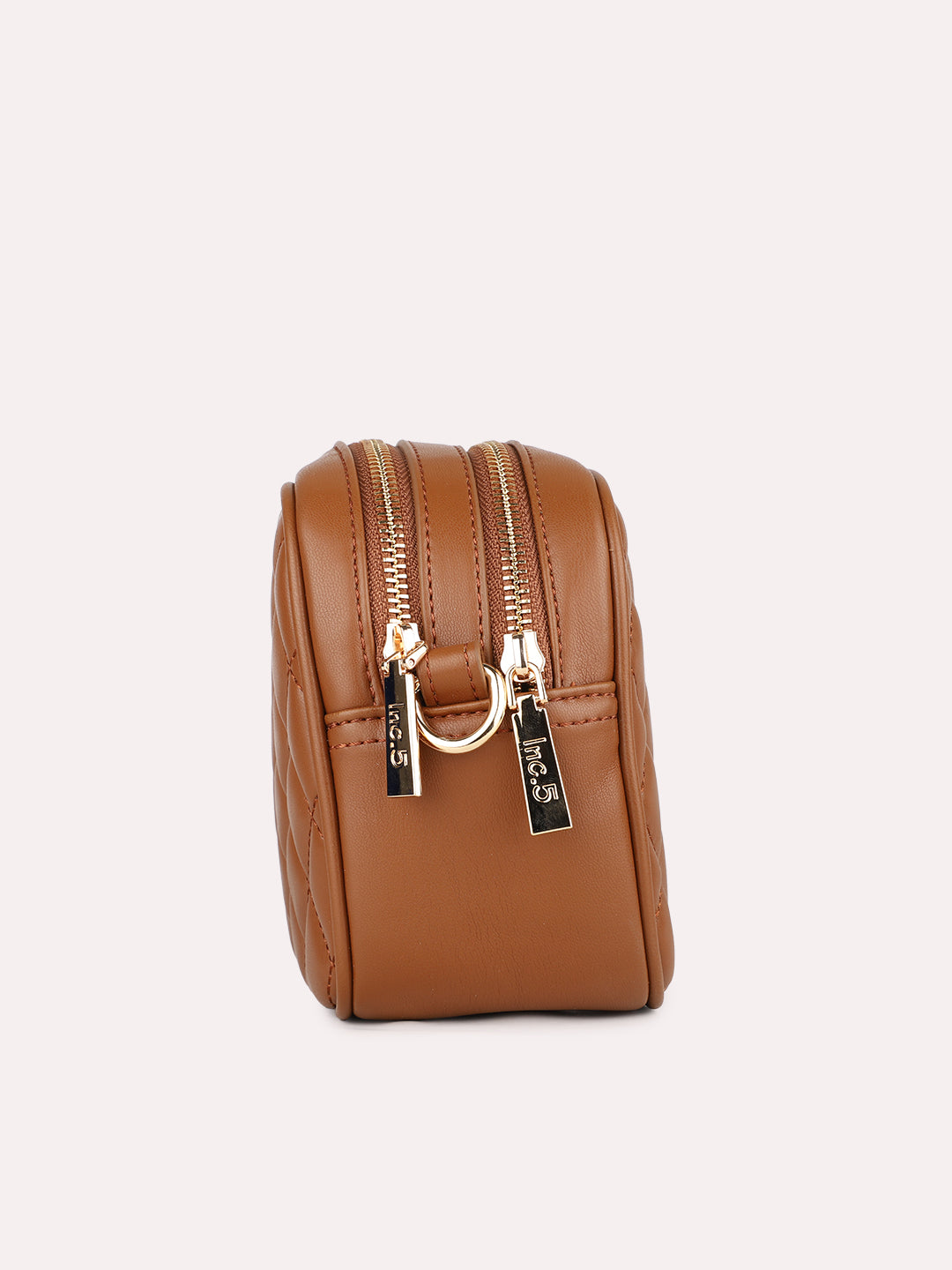 Womens Tan Party Textured Sling Bag With Zip