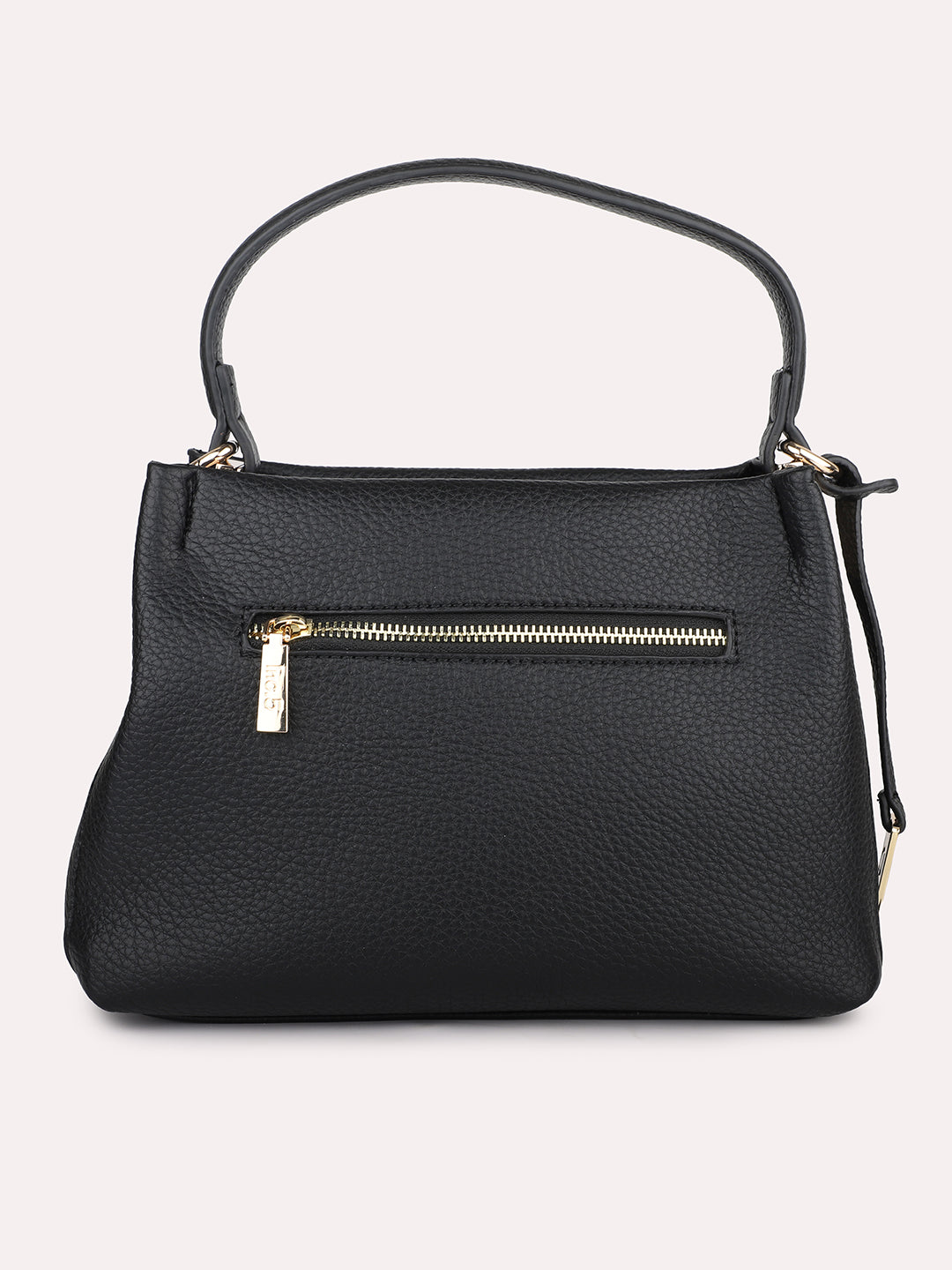 Womens Black Party Textured Shoulder Bag With Zip