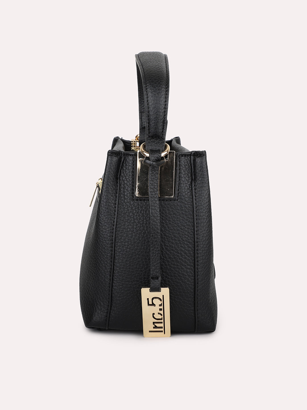 Womens Black Party Textured Shoulder Bag With Zip