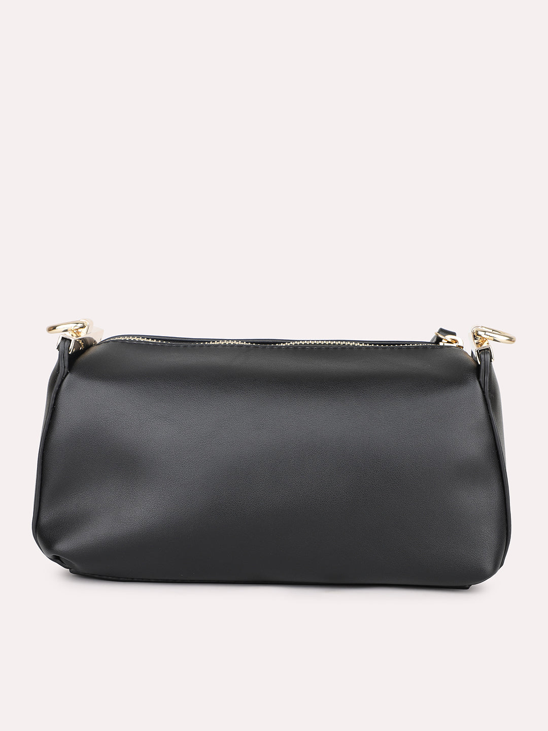 Women Black Solid Structured Sling Bag