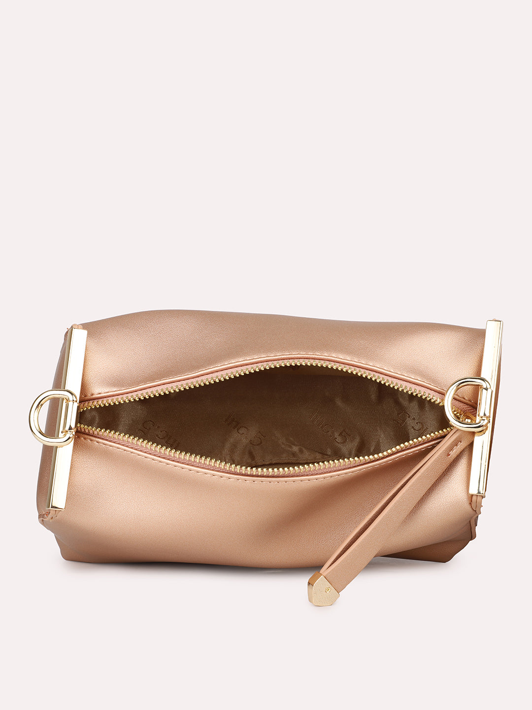 Women Rose Gold Solid Structured Sling Bag