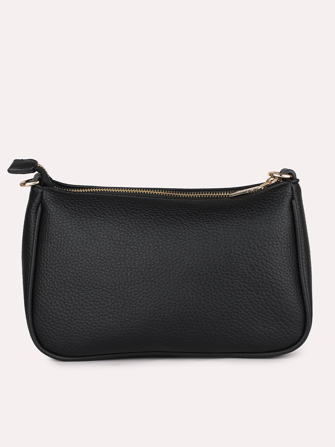 Women Black Leather Textured Shoulder Bag