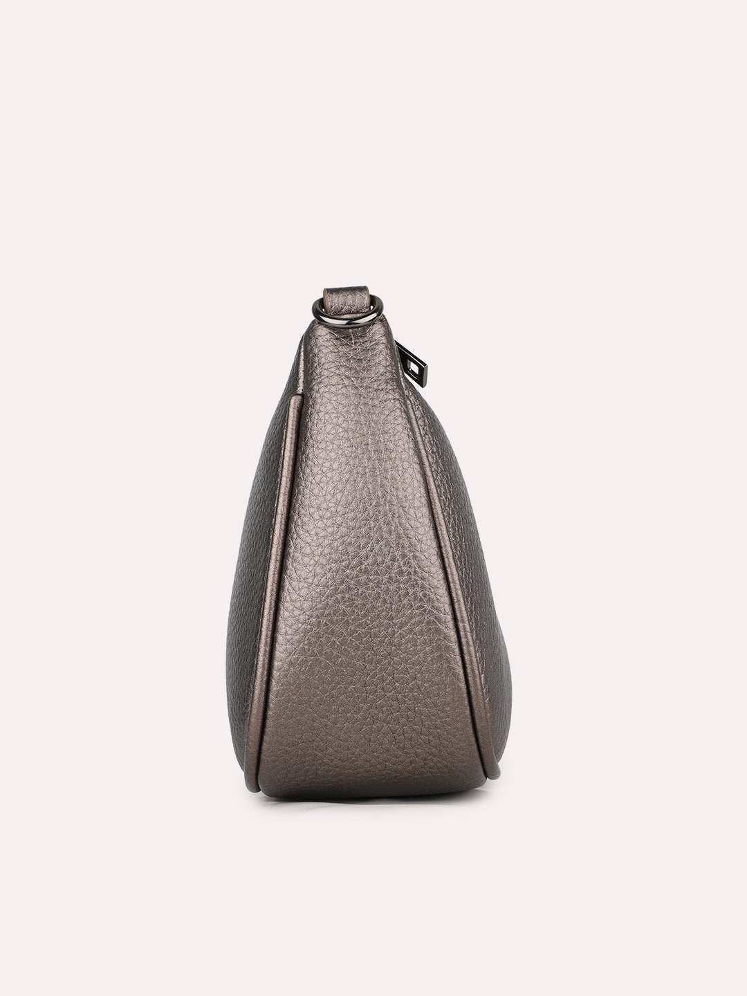 Womens Grey Casual Textured Shoulder Bag With Zip