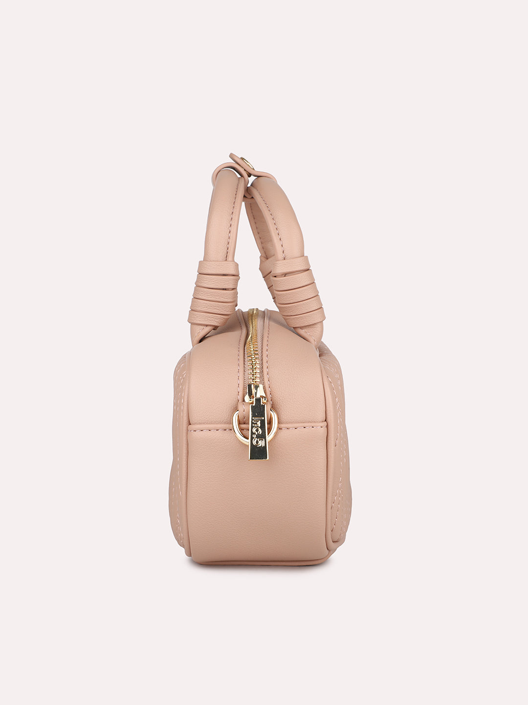 Women Pink Solid Quilted Structured Mini Sling Bag