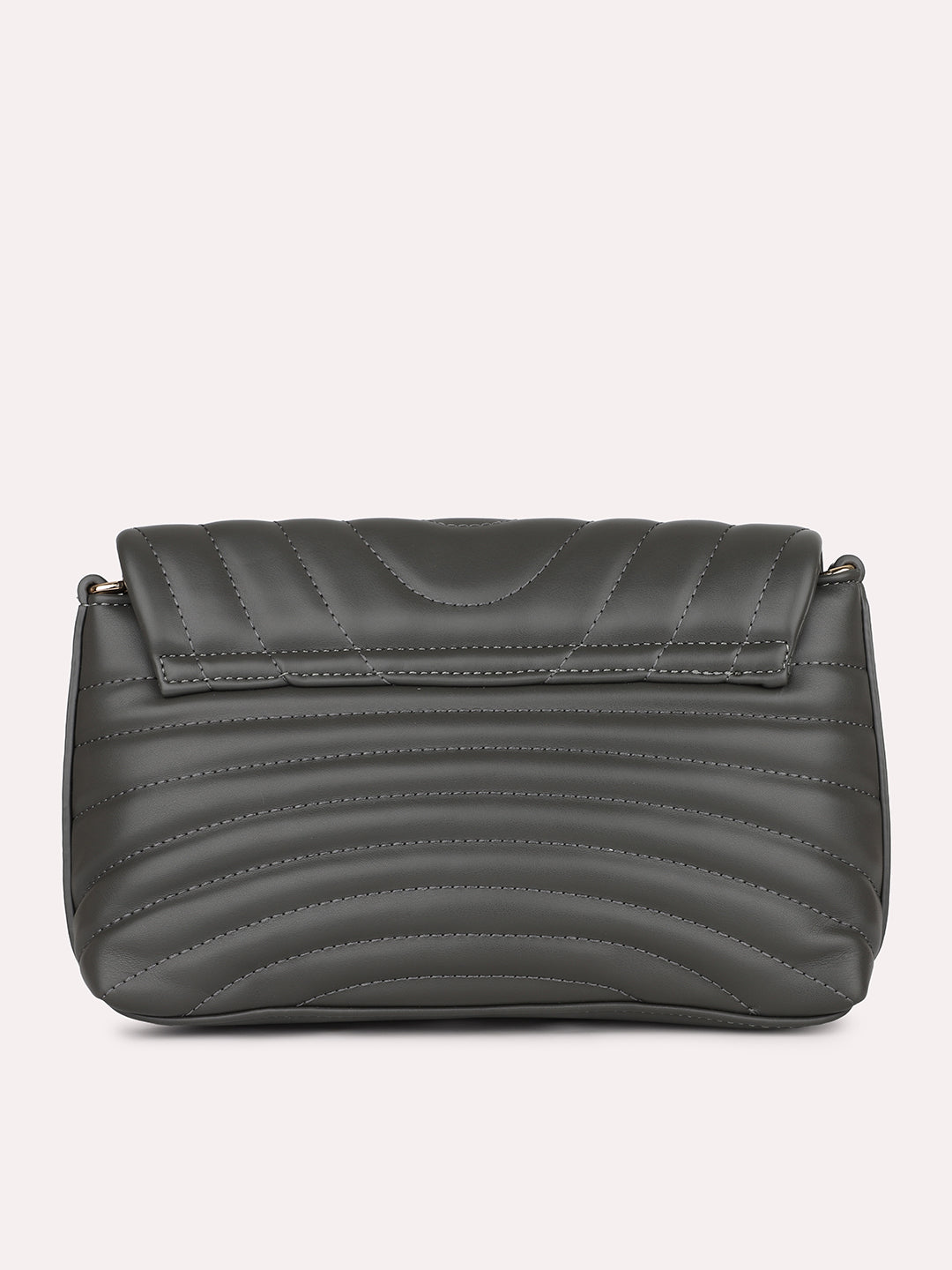 Women Grey Solid Quilted Textured Sling Bag