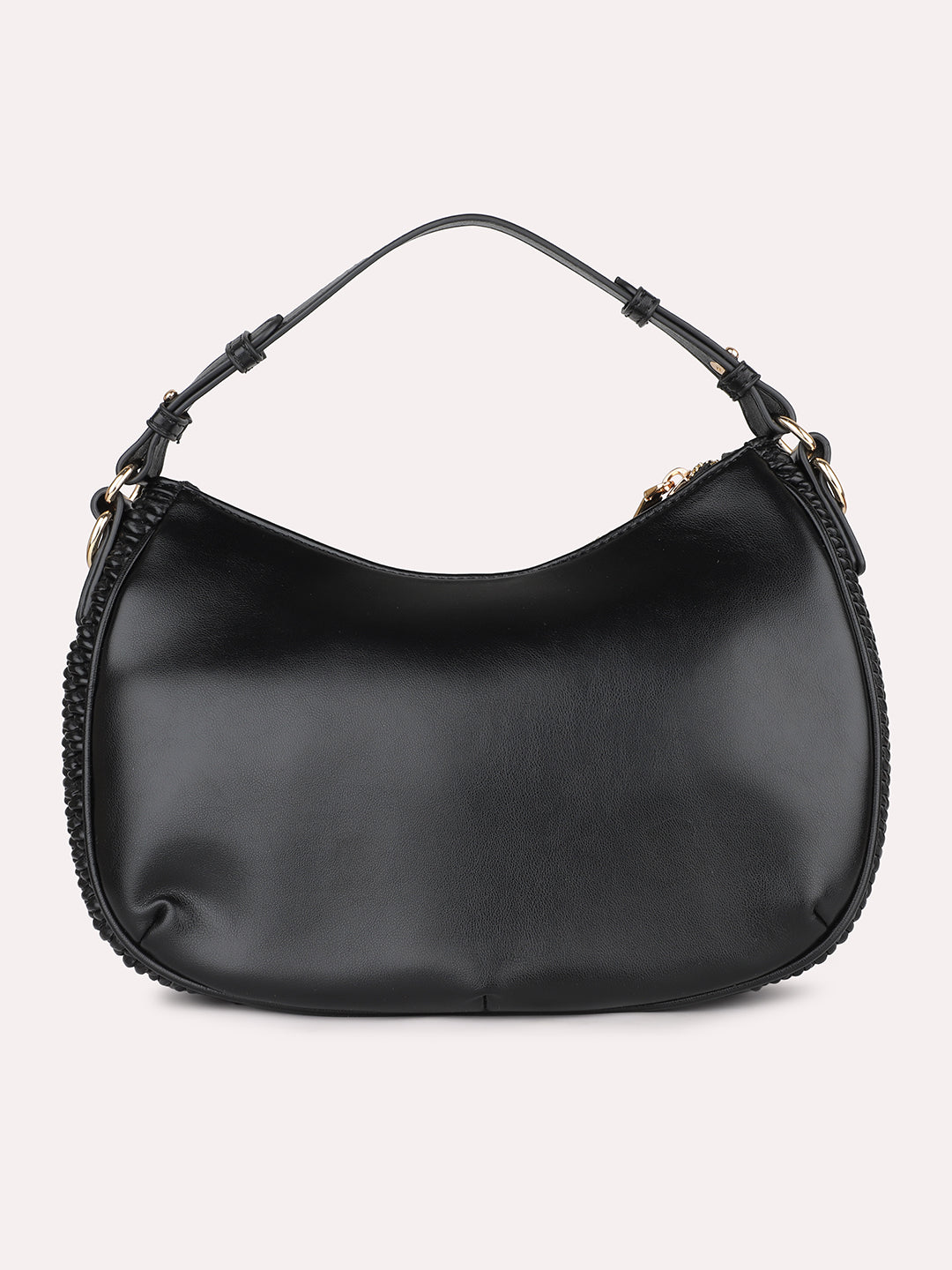 Quilt Black Structured Handheld Hobo Bag