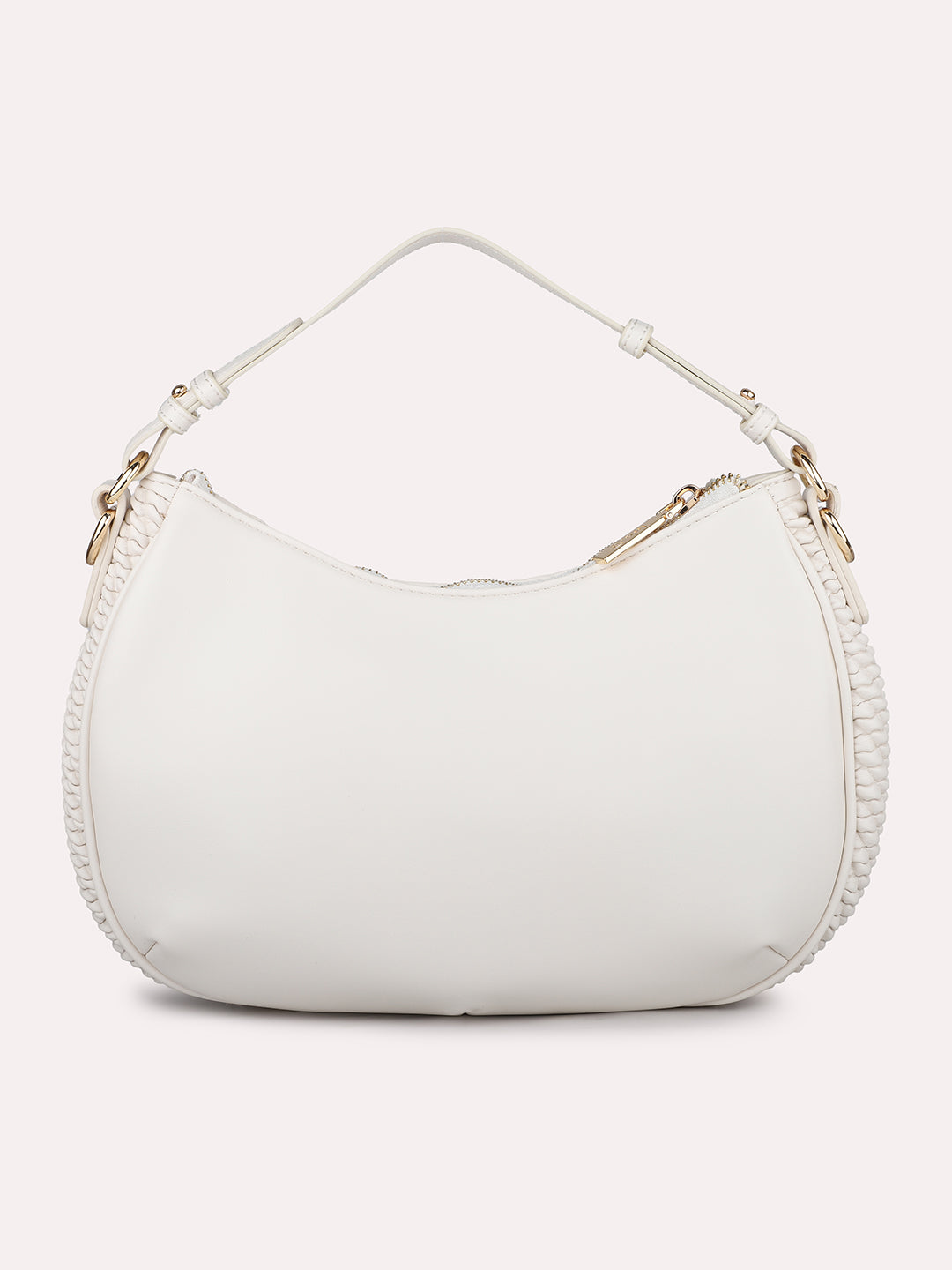 Quilt Off White Structured Handheld Hobo Bag
