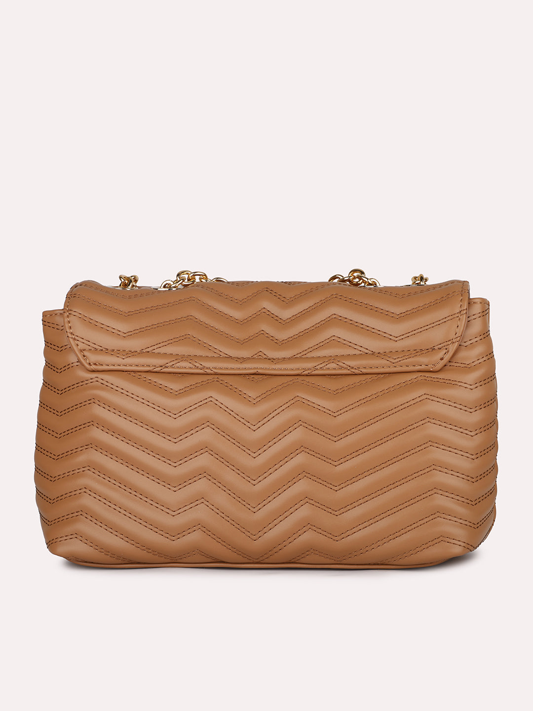 Women Tan Textured Structured Quilted Sling Bag