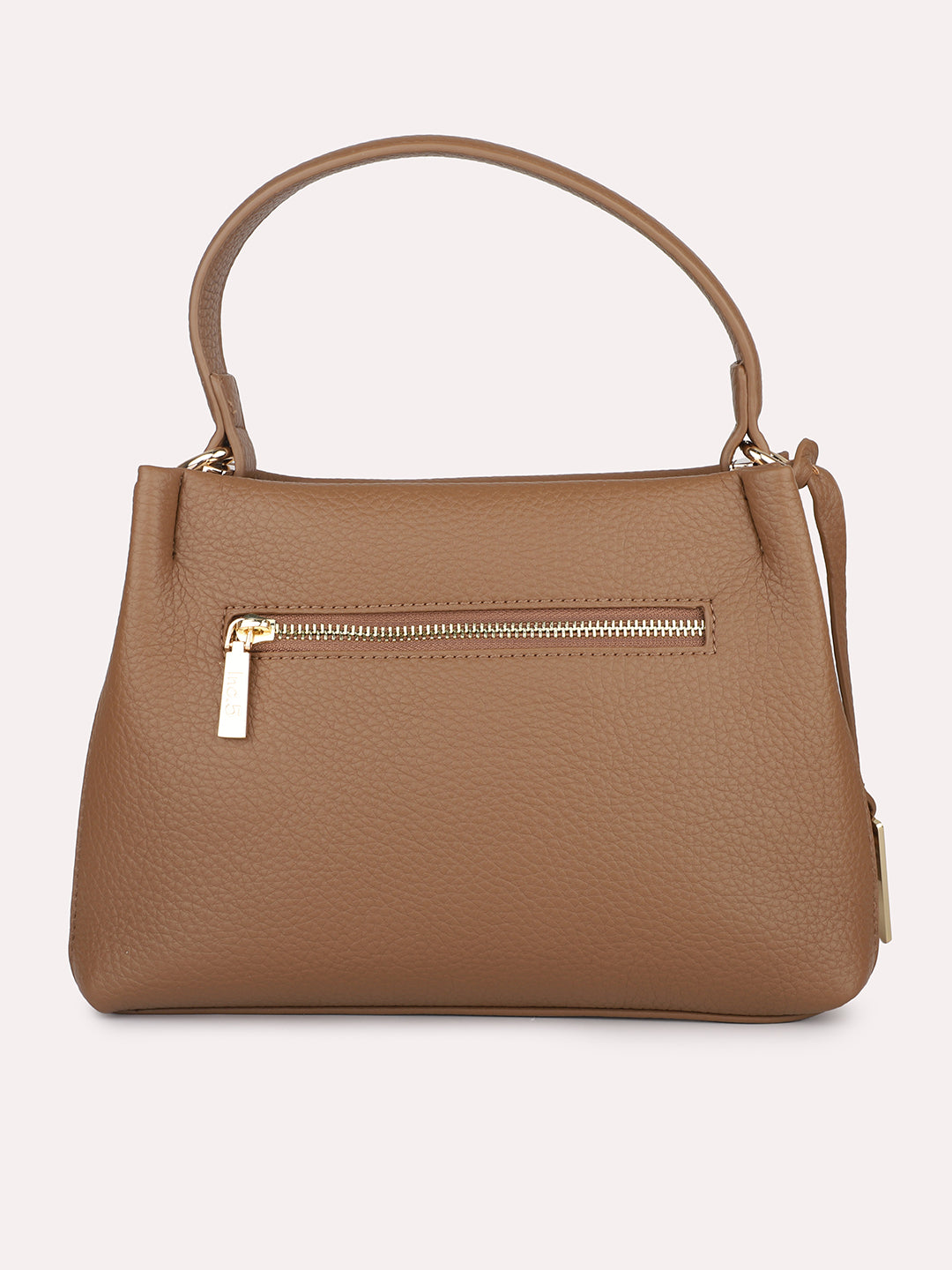 Womens Beige Party Textured Shoulder Bag With Zip