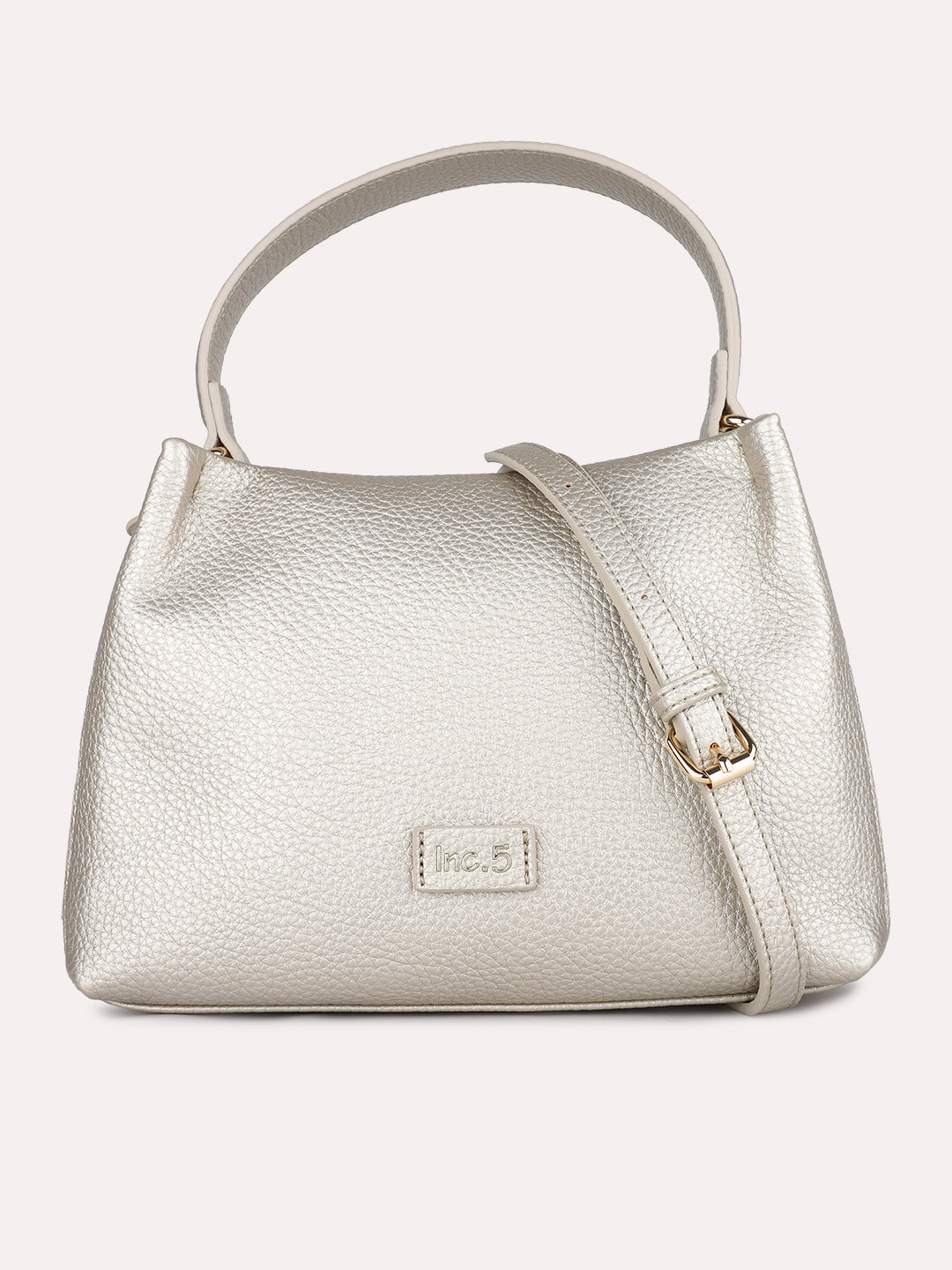 Womens Gold Party Textured Shoulder Bag With Zip