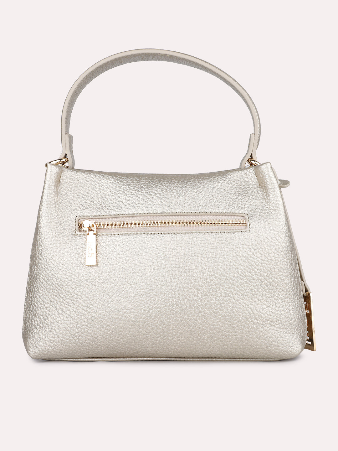 Womens Gold Party Textured Shoulder Bag With Zip