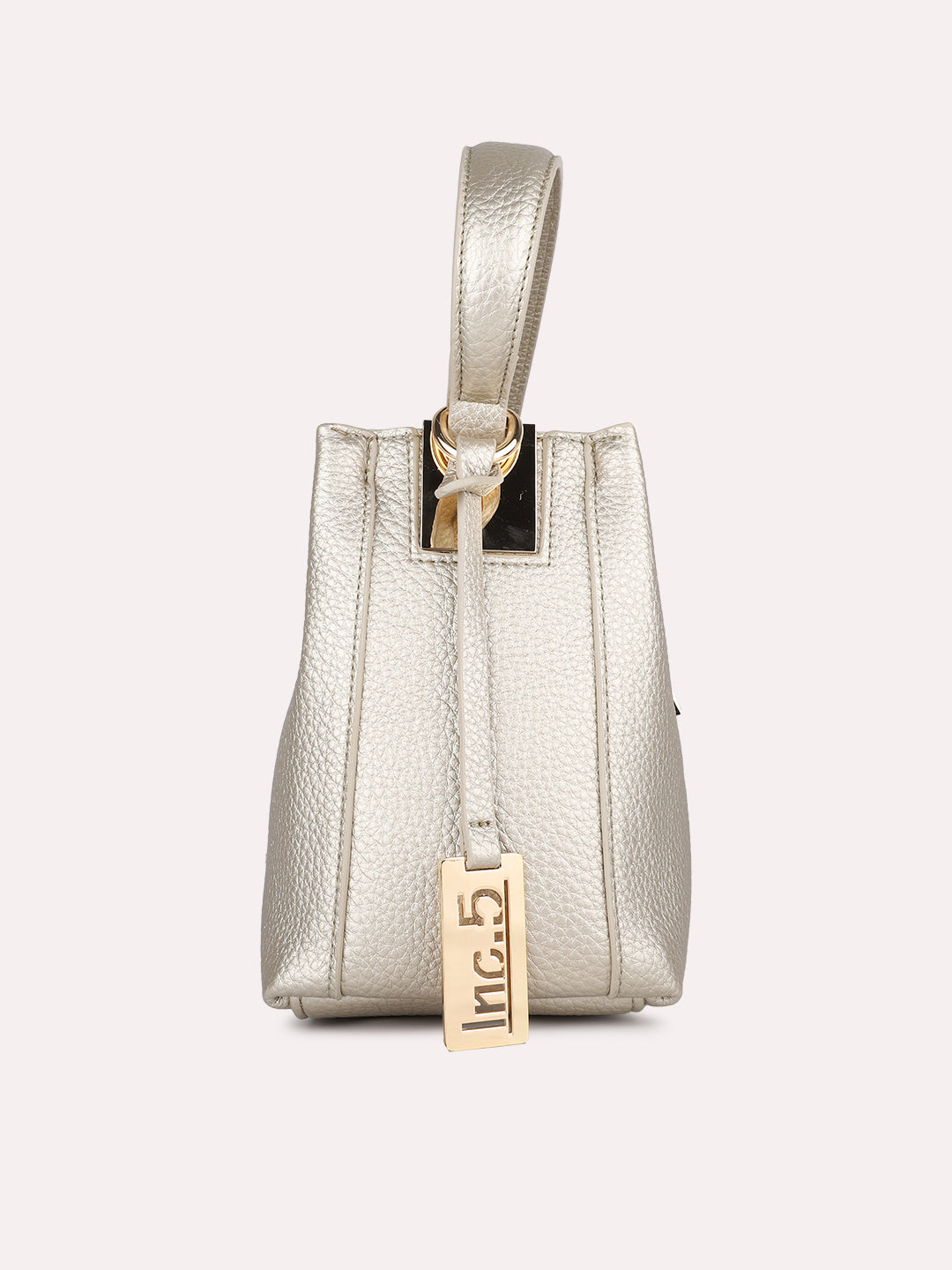 Womens Gold Party Textured Shoulder Bag With Zip