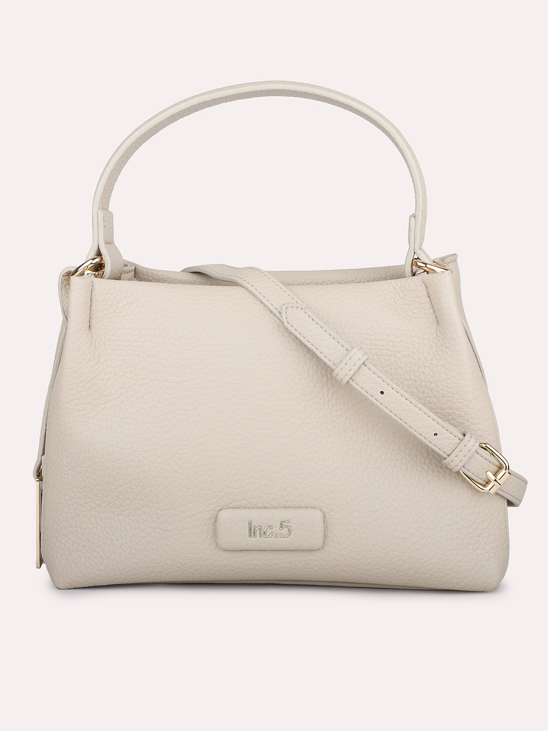 Womens Off White Party Textured Shoulder Bag With Zip