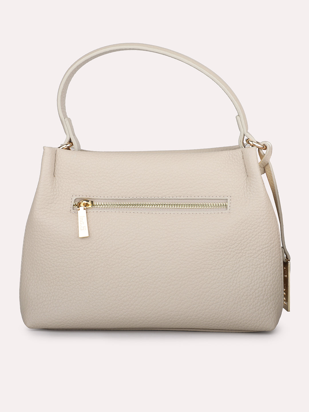 Womens Off White Party Textured Shoulder Bag With Zip