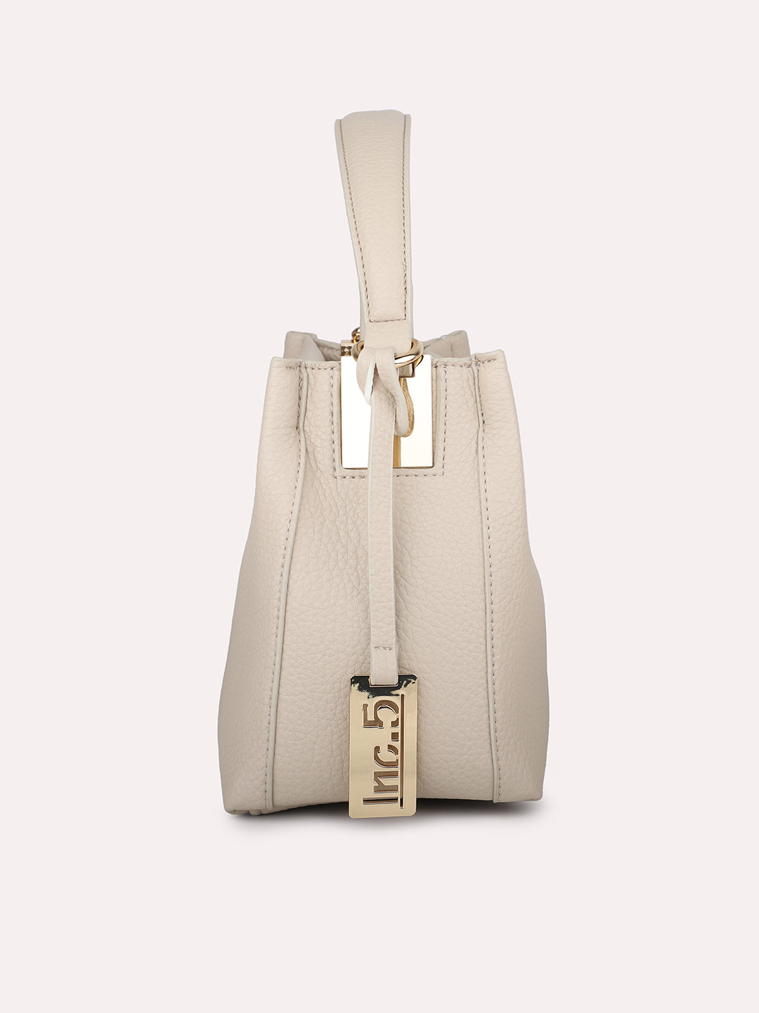 Womens Off White Party Textured Shoulder Bag With Zip