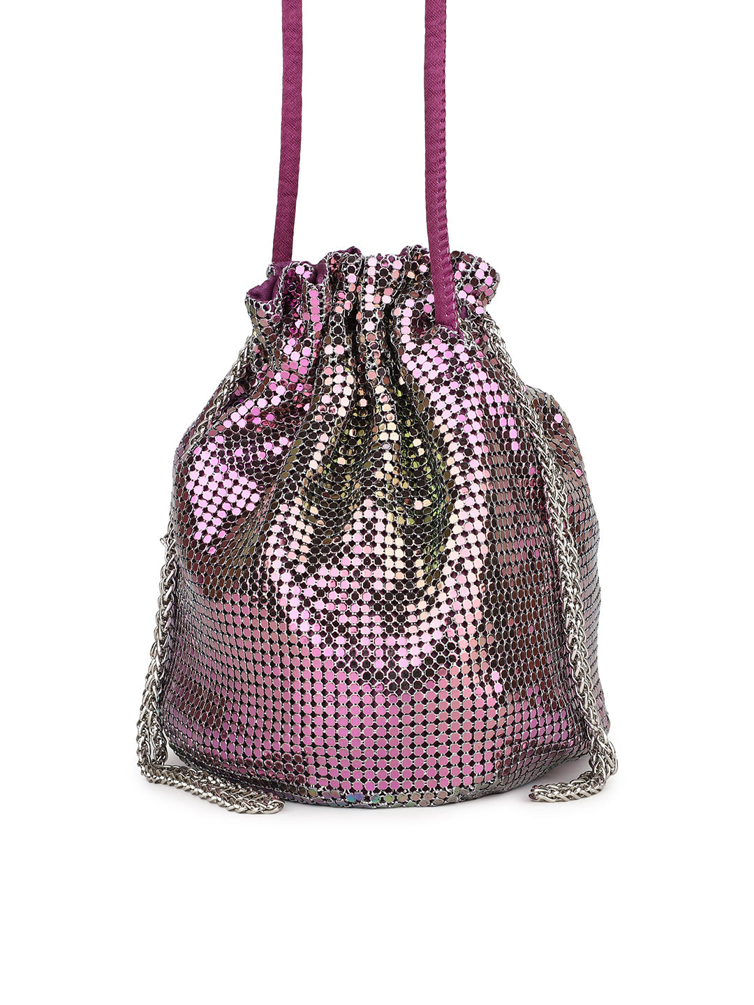 Women's Purple Embellished Potli