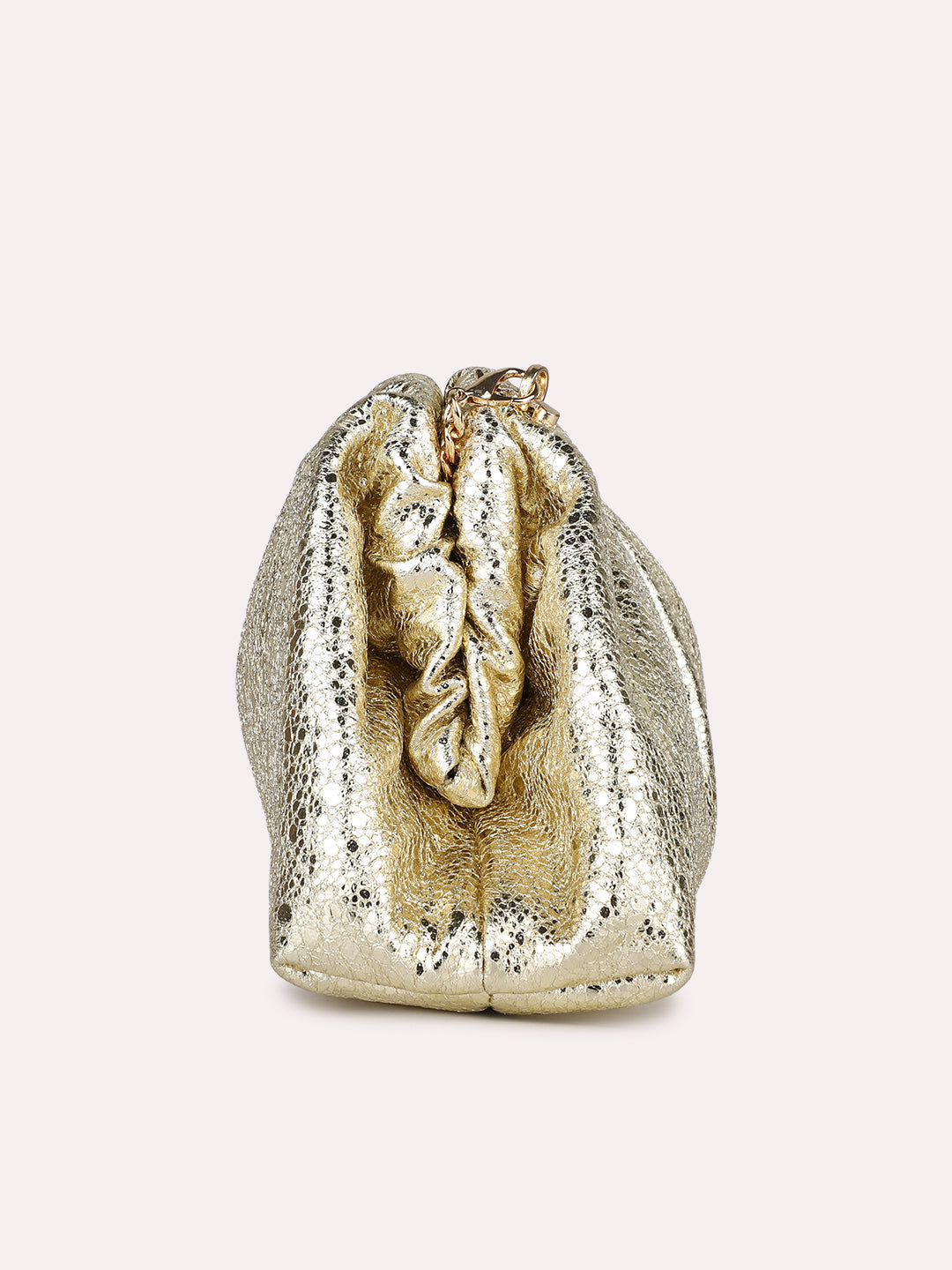 Womens Gold Party Embellished Clutch With Twist Lock