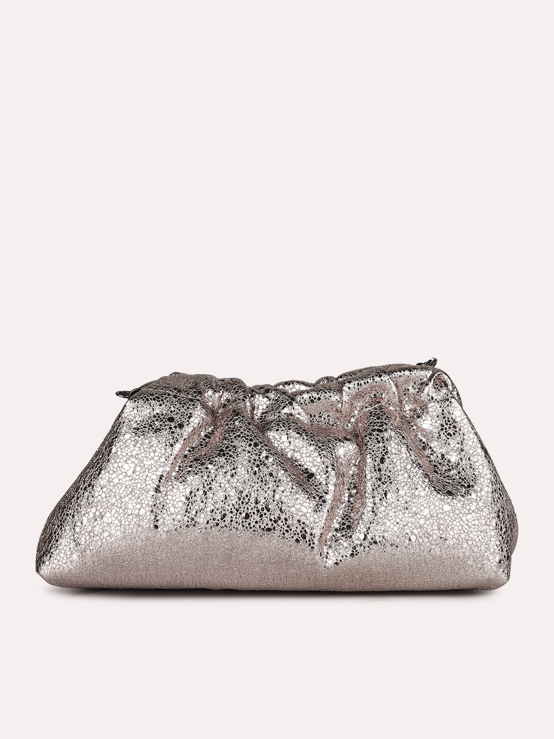 Womens Grey Party Embellished Clutch With Twist Lock