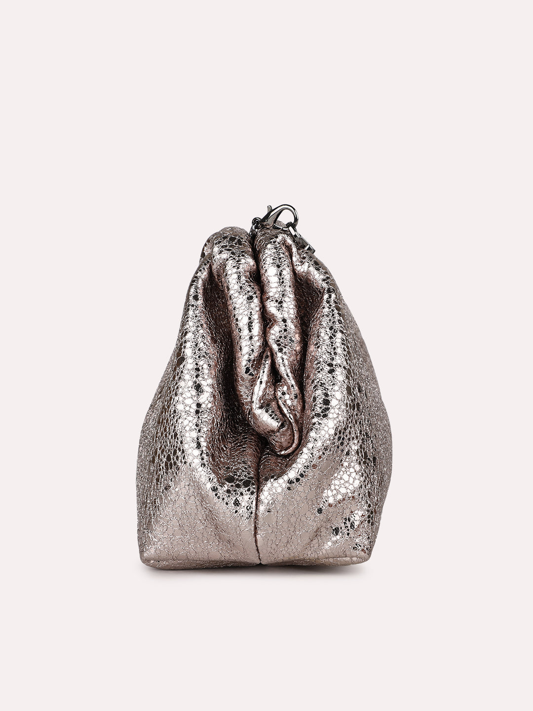 Womens Grey Party Embellished Clutch With Twist Lock