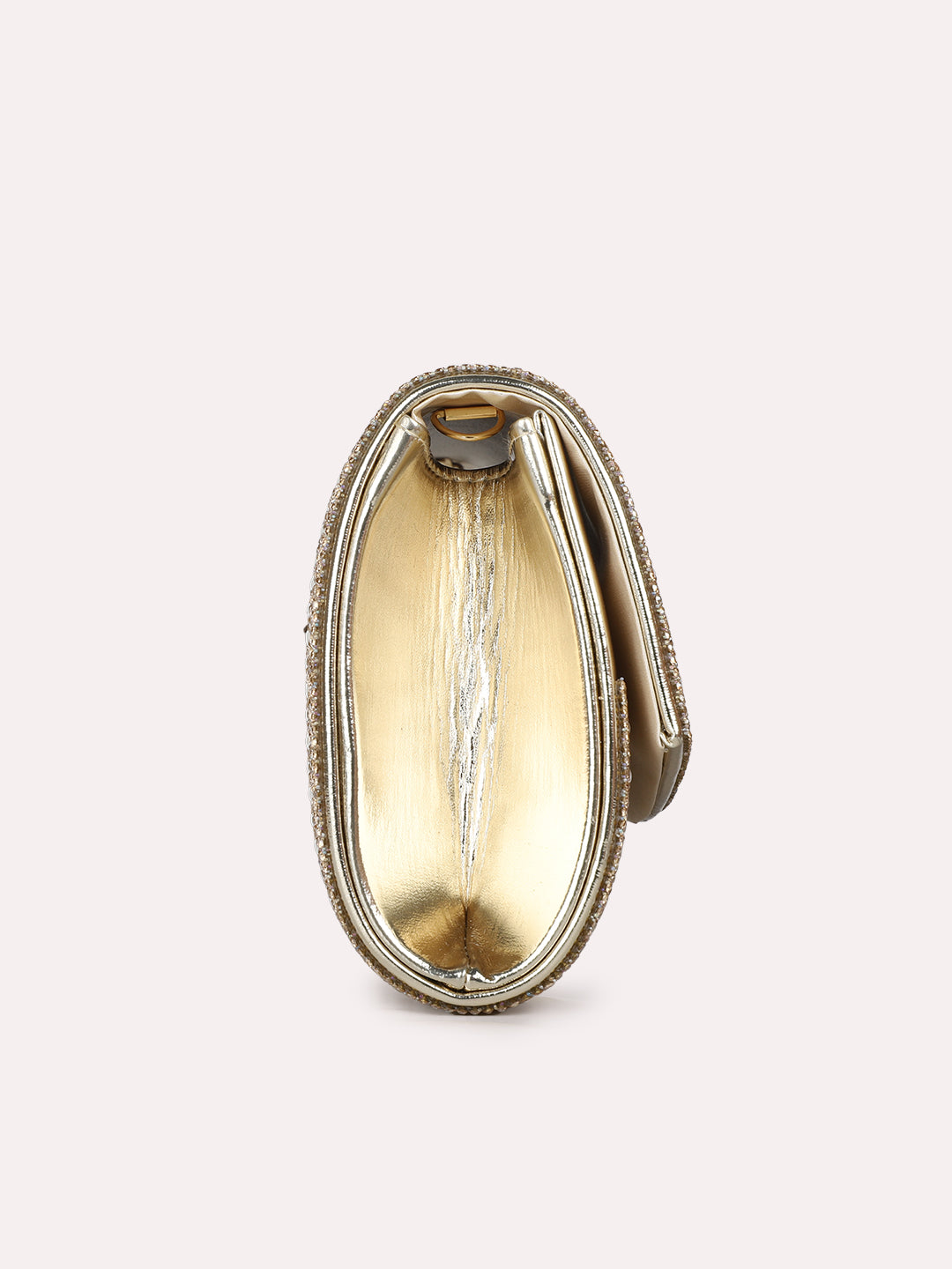 Womens Gold Party Embellished Pattern Clutch Bag With Magnet Lock