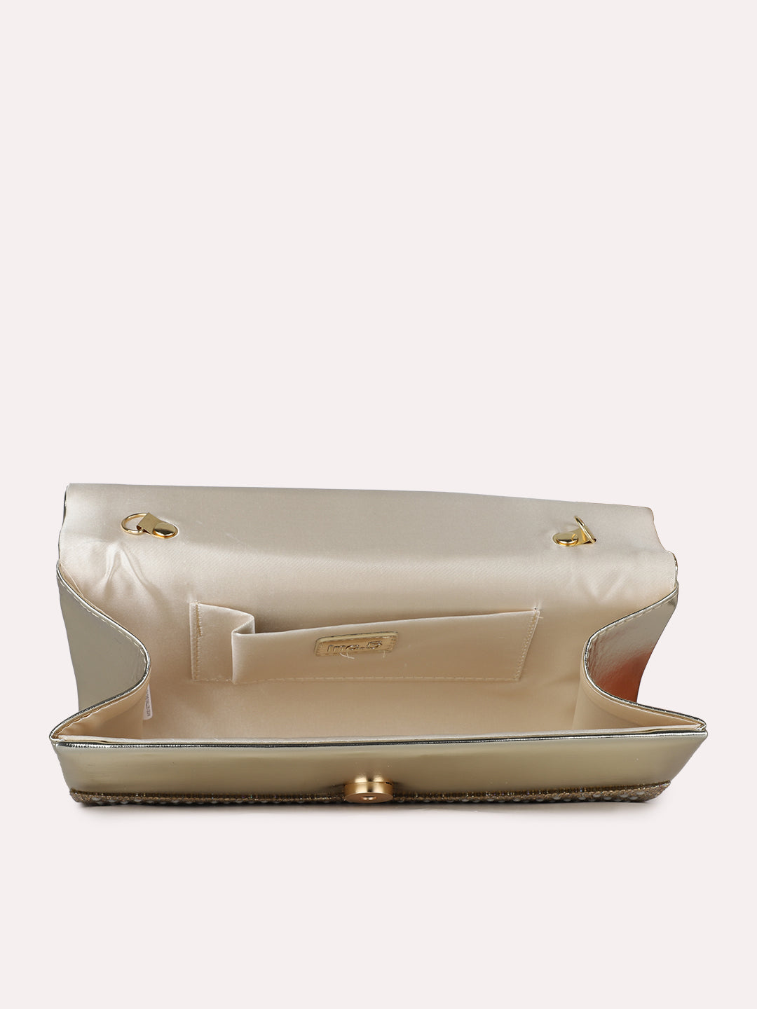 Womens Gold Party Embellished Pattern Clutch Bag With Magnet Lock