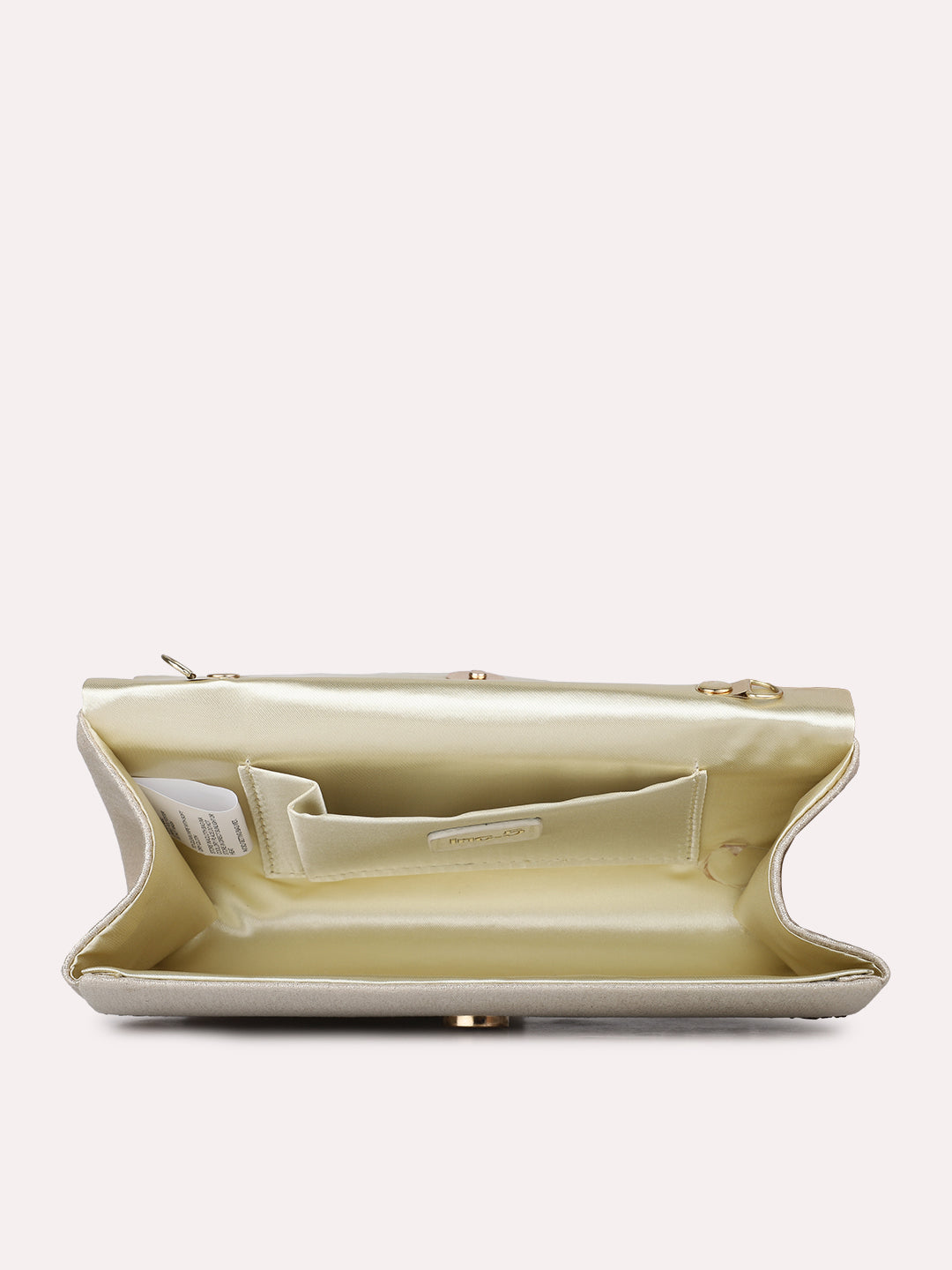 Womens Gold Party Embellished Clutch Bag With Magnet Lock