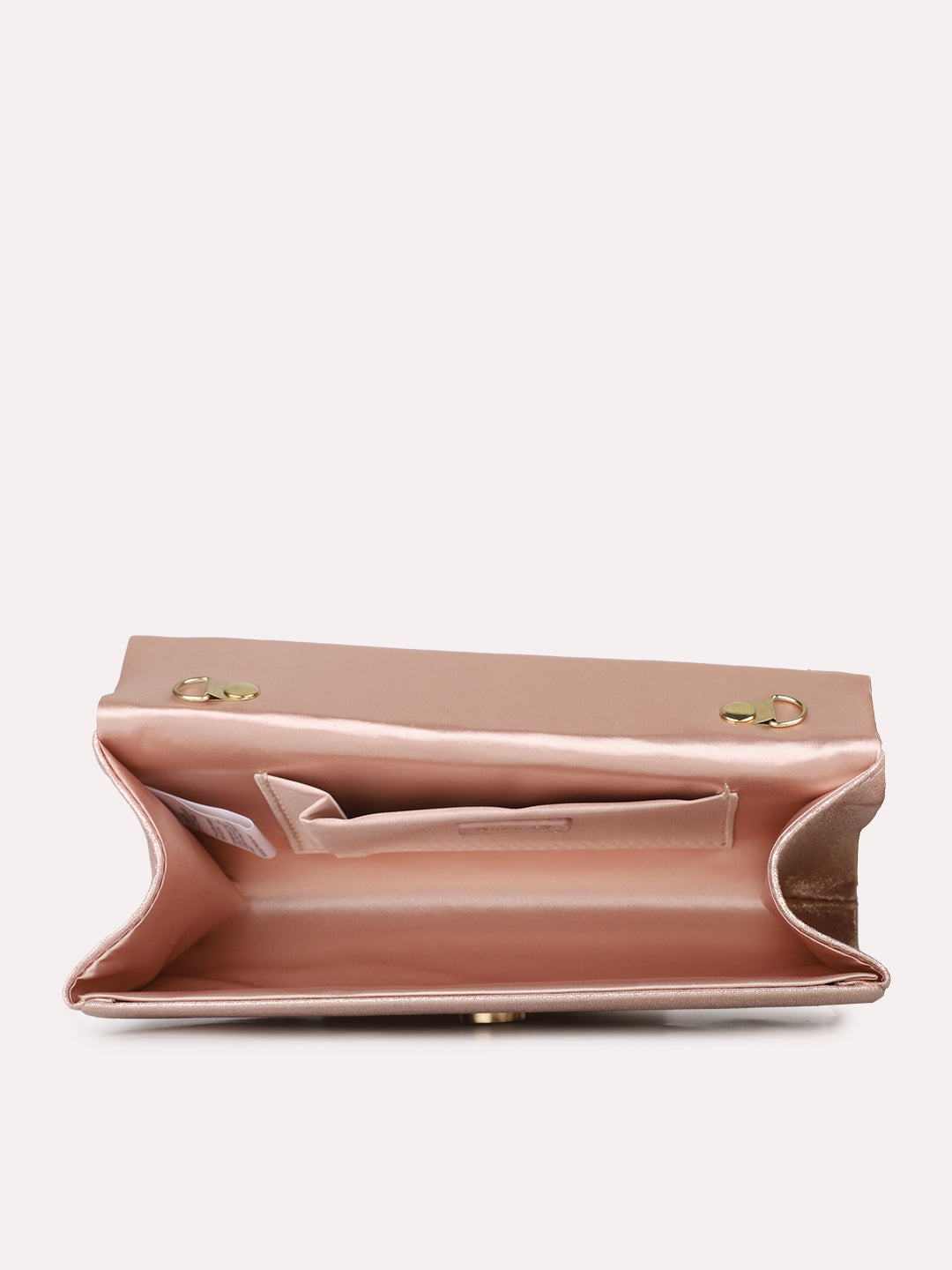 Womens Rose Gold Party Embellished Clutch With Magnet Lock