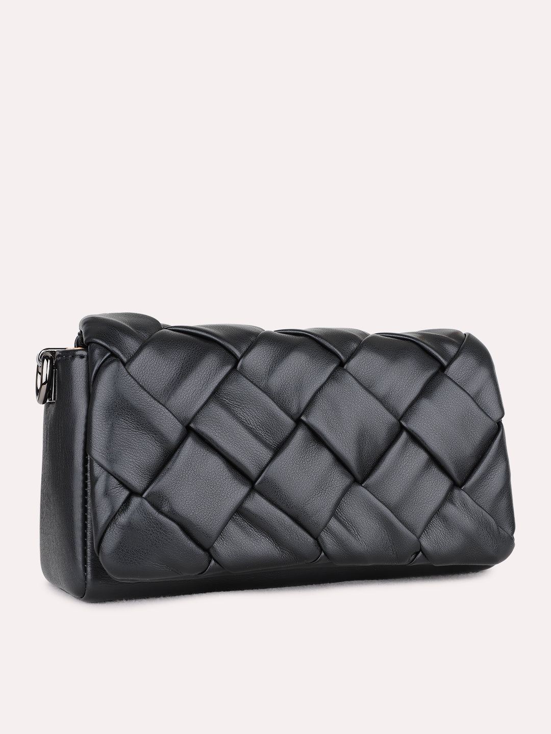 Womens Black Sling Bag With Zip Lock For Party Use