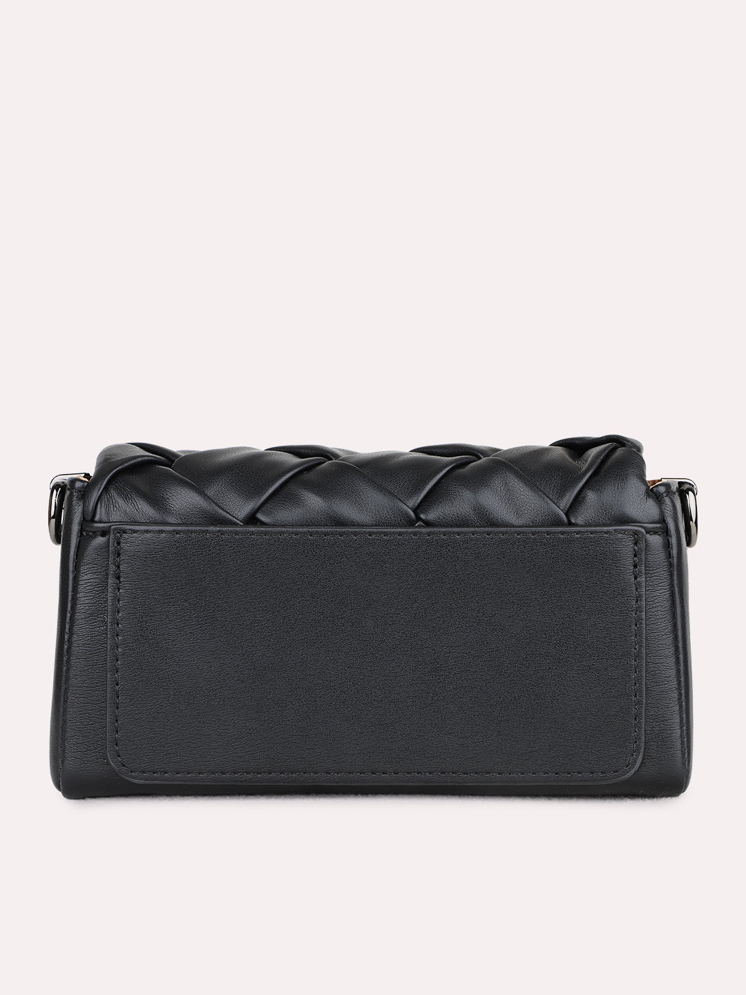 Womens Black Sling Bag With Zip Lock For Party Use