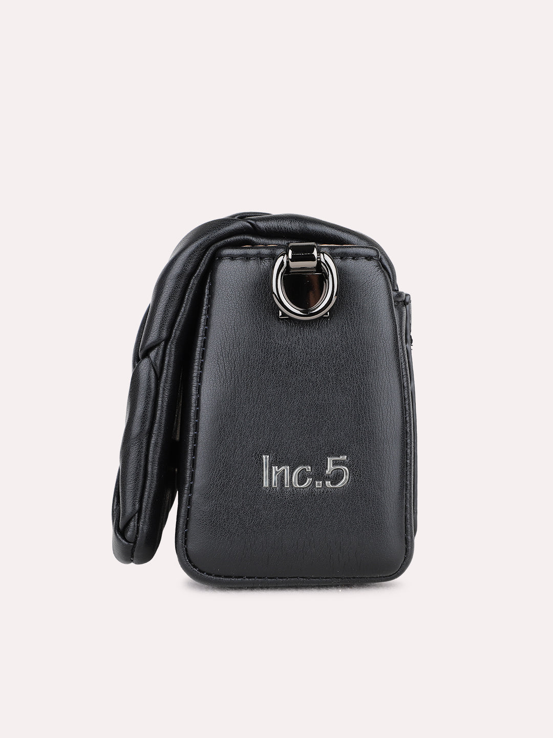 Womens Black Sling Bag With Zip Lock For Party Use