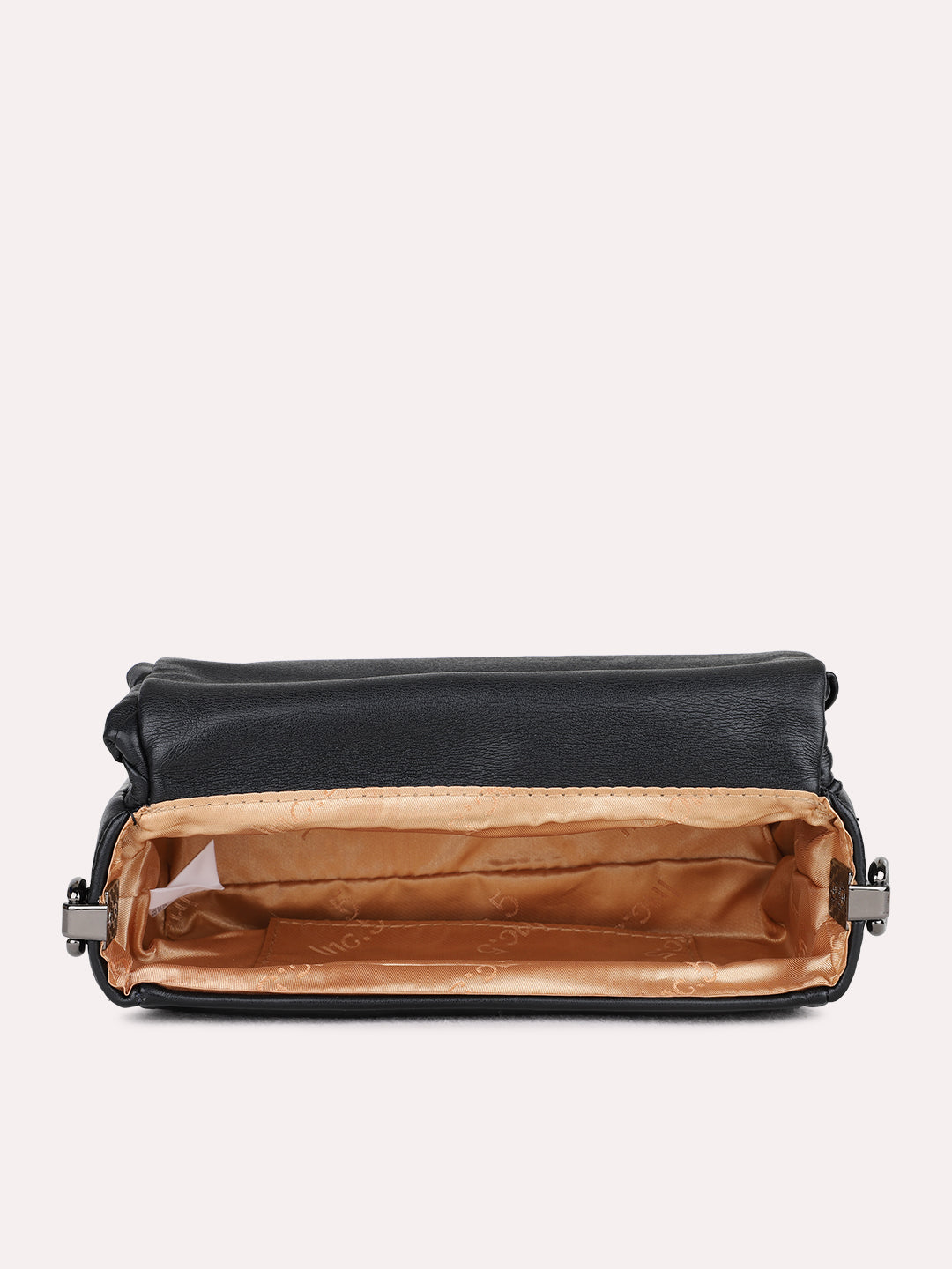 Womens Black Sling Bag With Zip Lock For Party Use