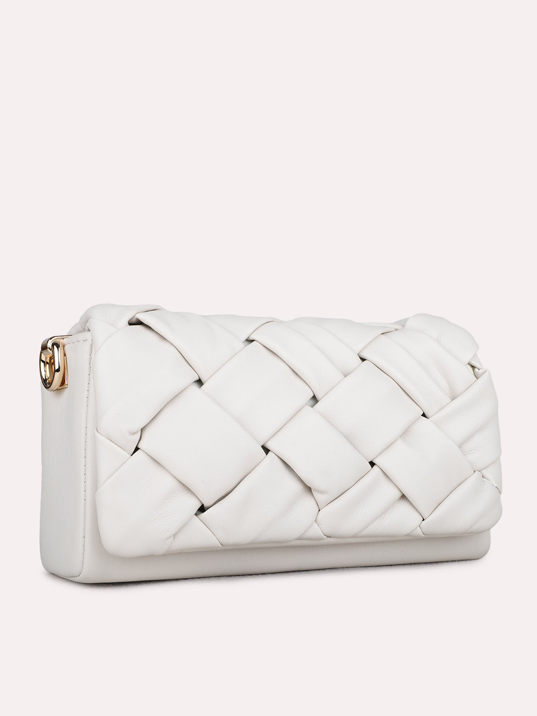 Womens White Sling Bag With Zip Lock For Party Use