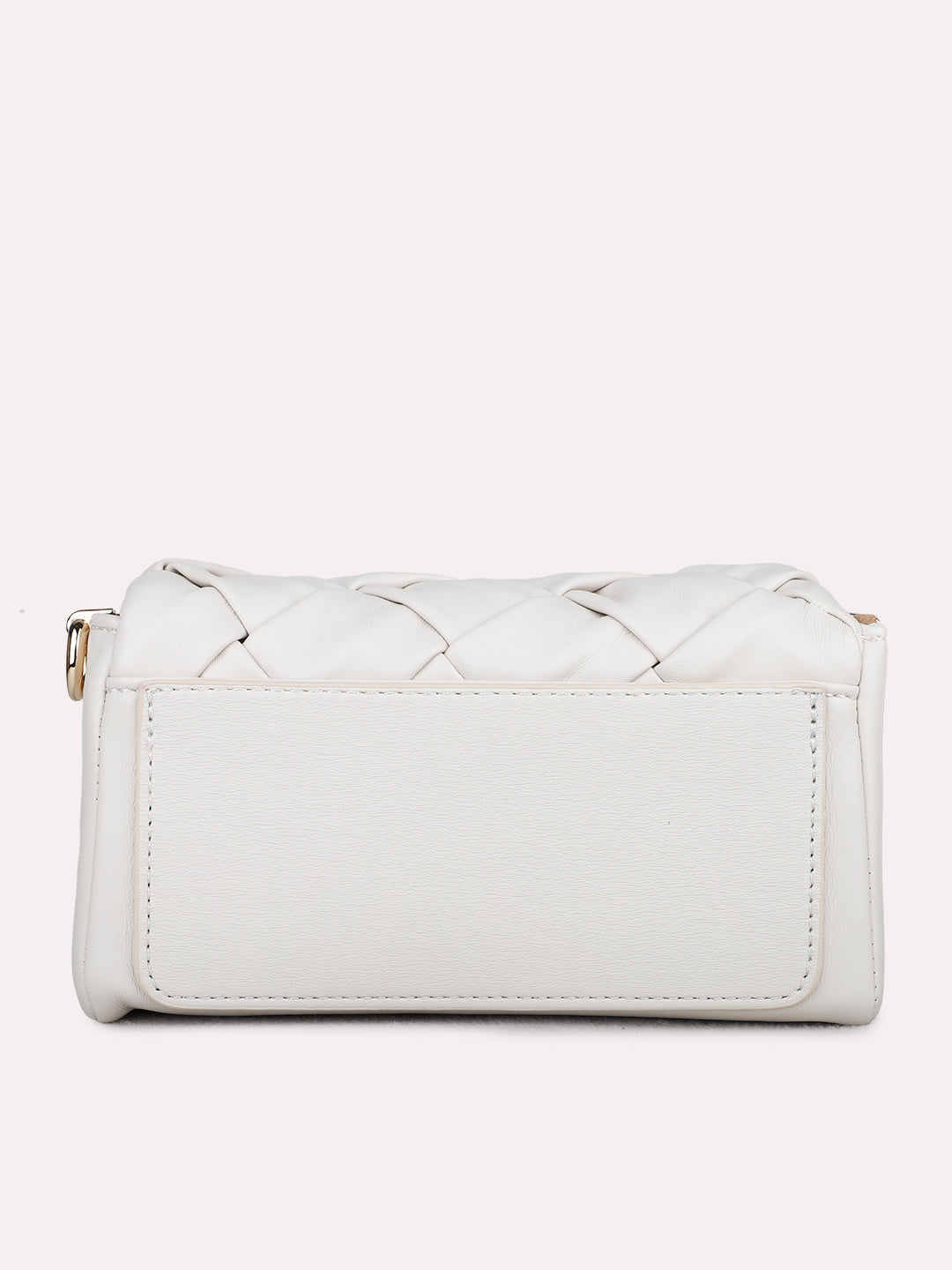 Womens White Sling Bag With Zip Lock For Party Use