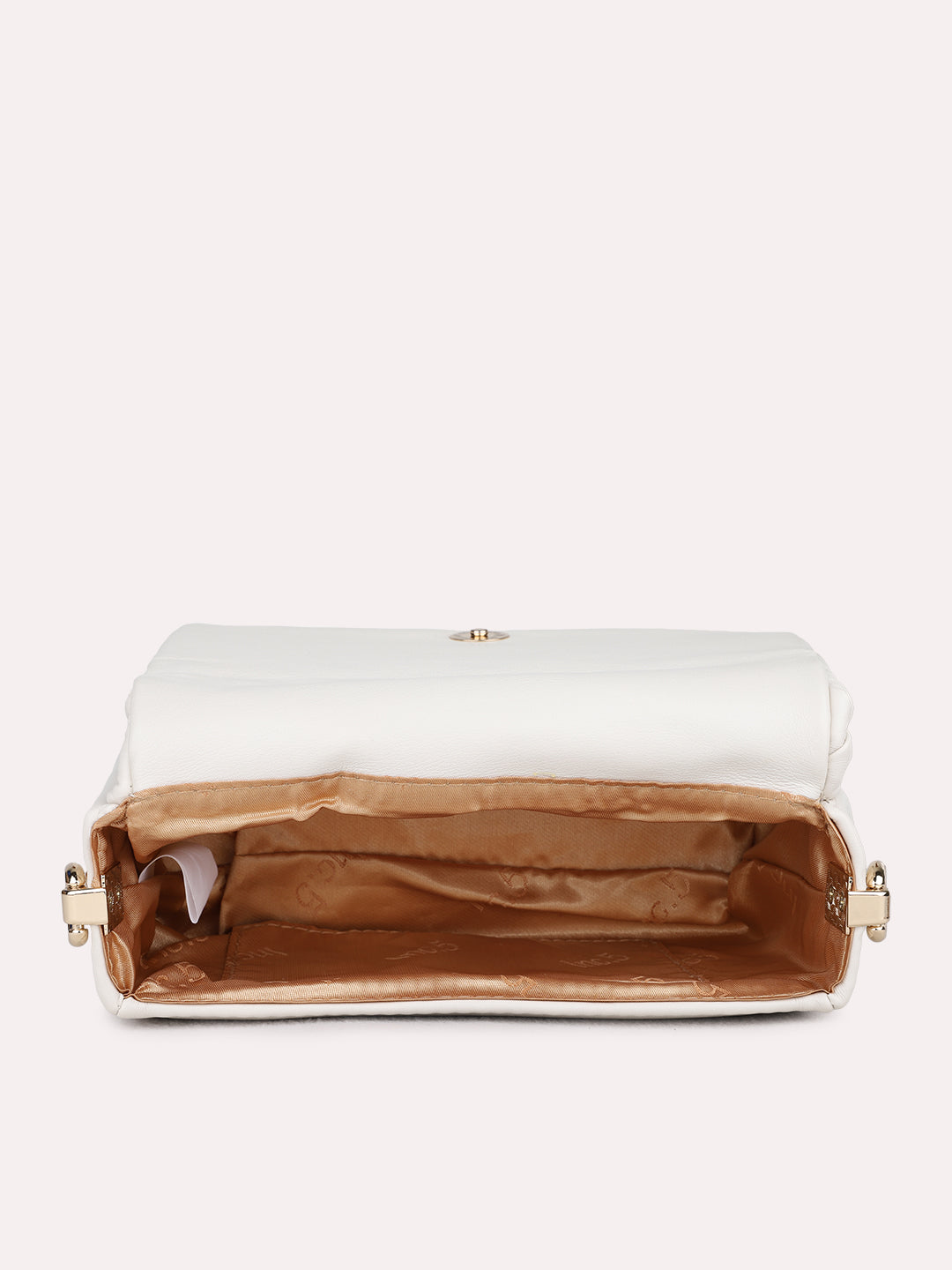 Womens White Sling Bag With Zip Lock For Party Use