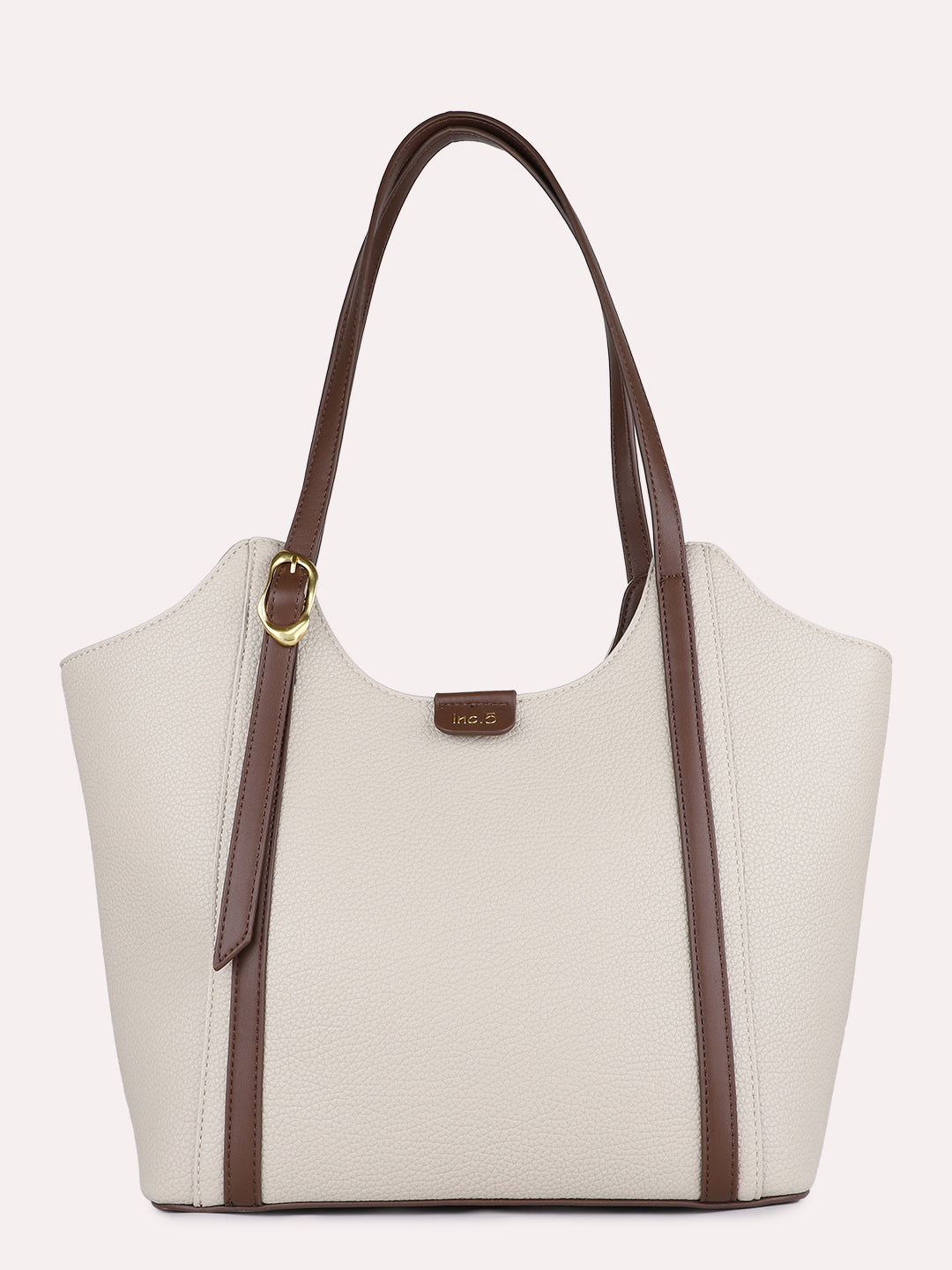 Womens Beige Casual Textured Pattern Shoulder Bag With Zip Lock