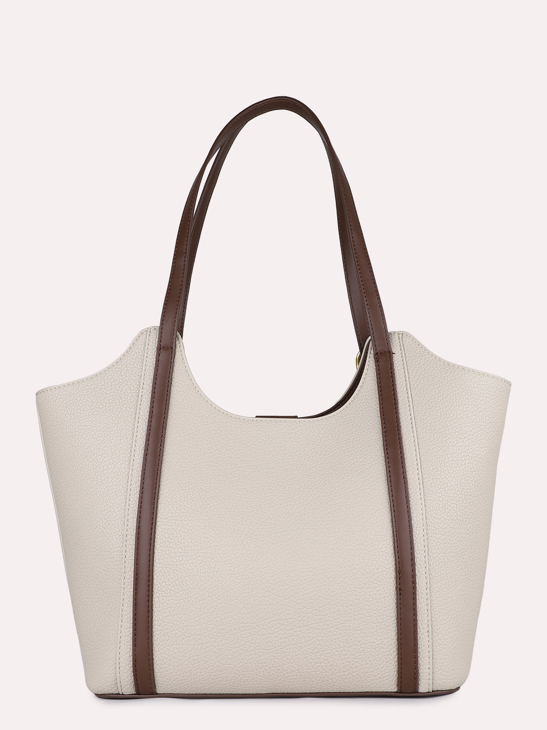 Womens Beige Casual Textured Pattern Shoulder Bag With Zip Lock