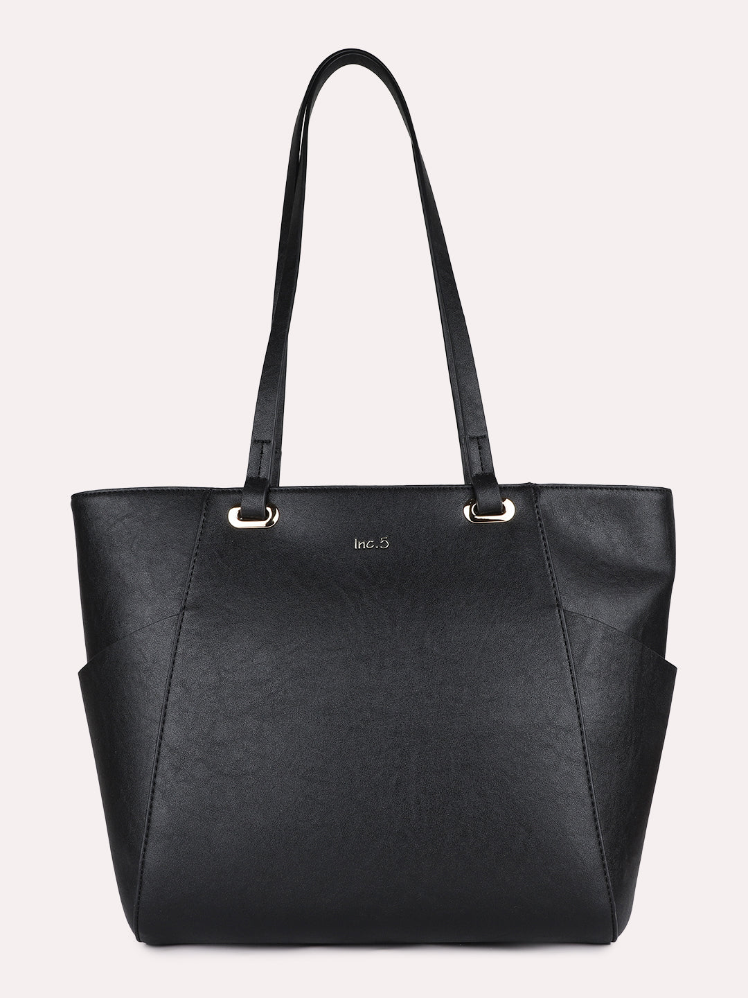 Womens Black Casual Solid Shoulder Bag With Zip Lock