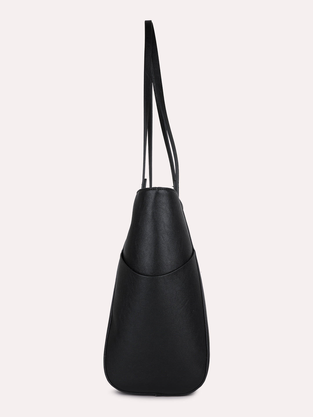 Womens Black Casual Solid Shoulder Bag With Zip Lock