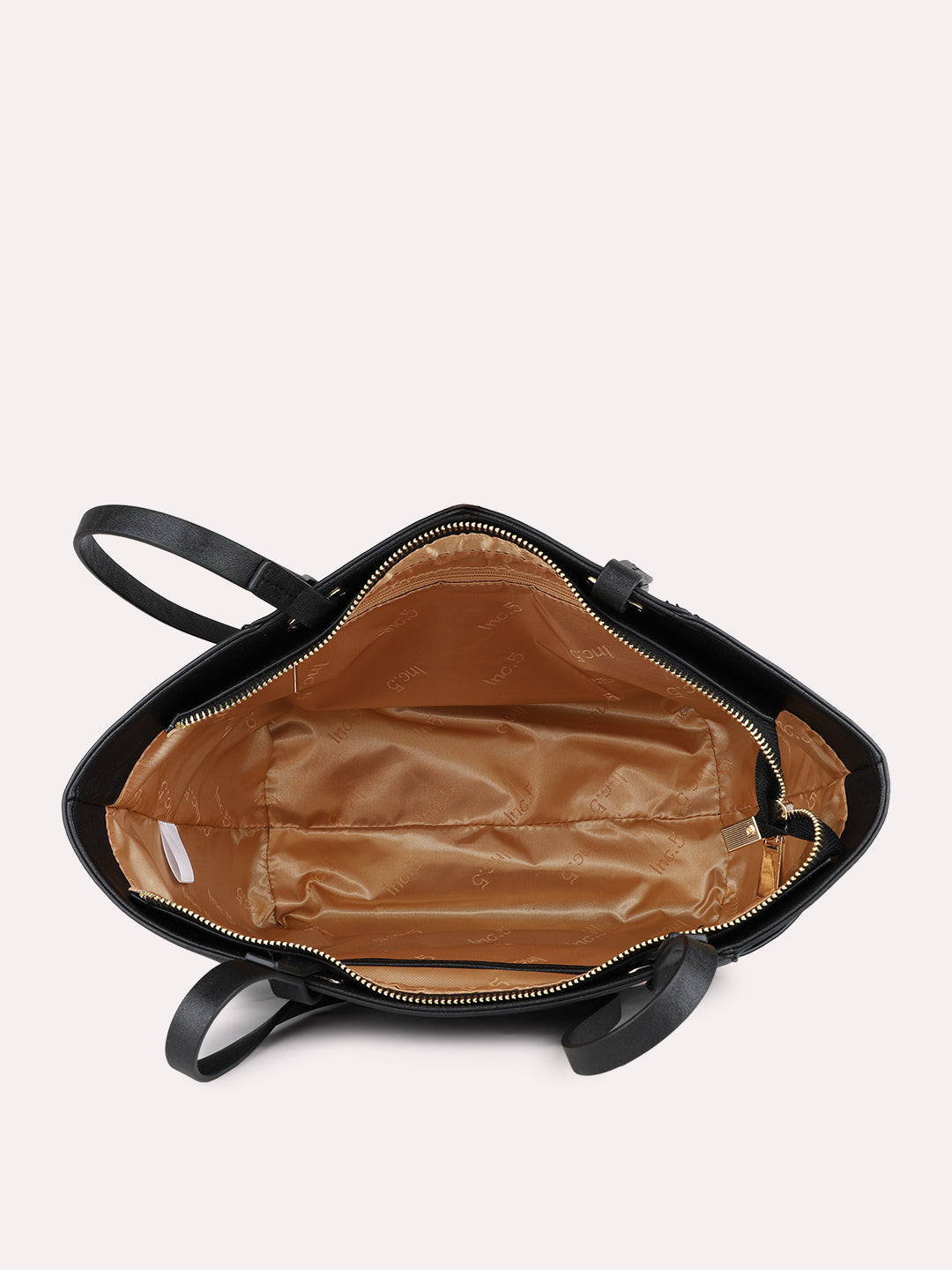 Womens Black Casual Solid Shoulder Bag With Zip Lock