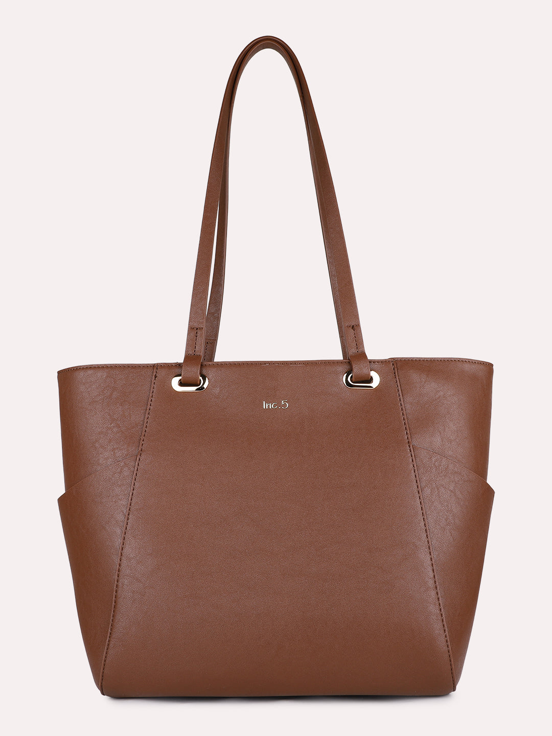 Womens Brown Casual Solid Shoulder Bag With Zip Lock